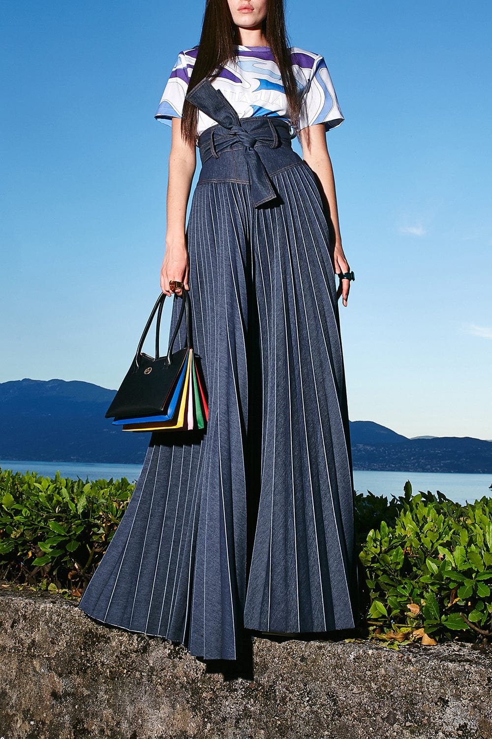 SARA BATTAGLIA-Haute Couture Wide Leg Jeans-