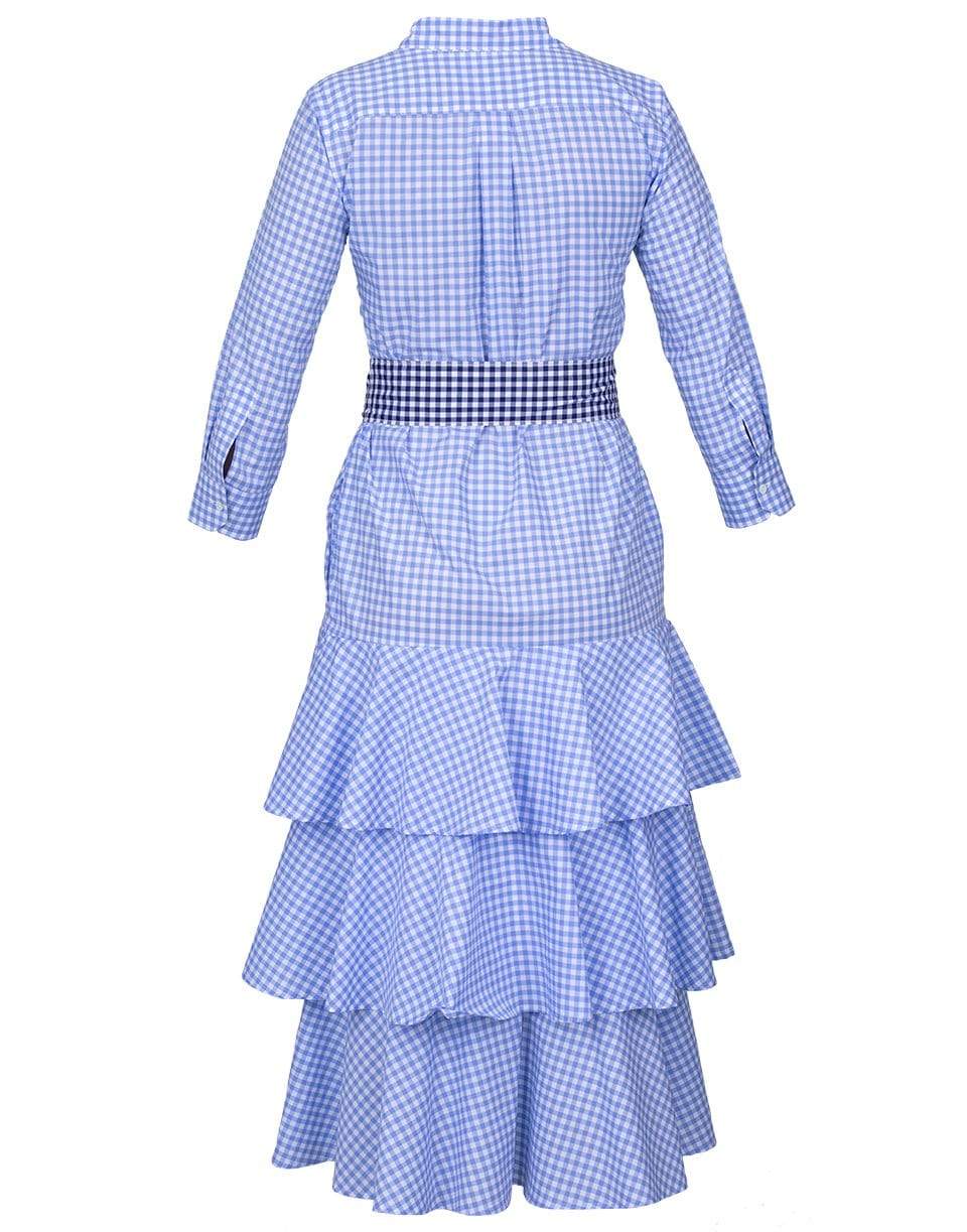 SARA ROKA-Mynaxa Blue Checkered Belted Dress-