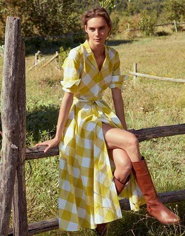 SARA ROKA-Gelsa Checkered Belted Midi Dress-