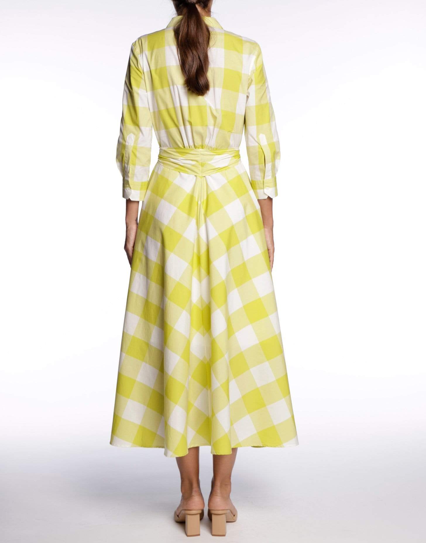 SARA ROKA-Gelsa Checkered Belted Midi Dress-