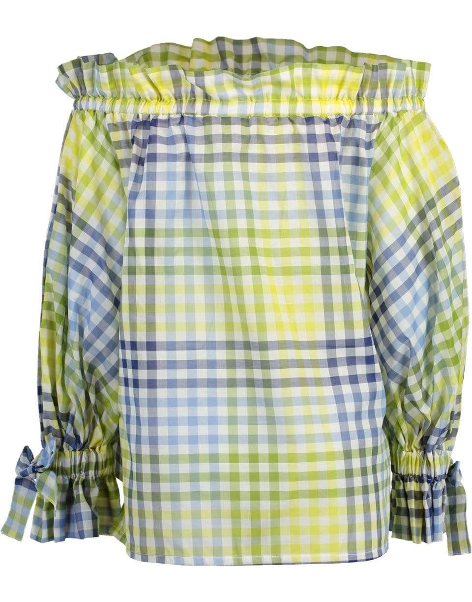 SARA ROKA-Iside Checkered Off Shoulder Top-