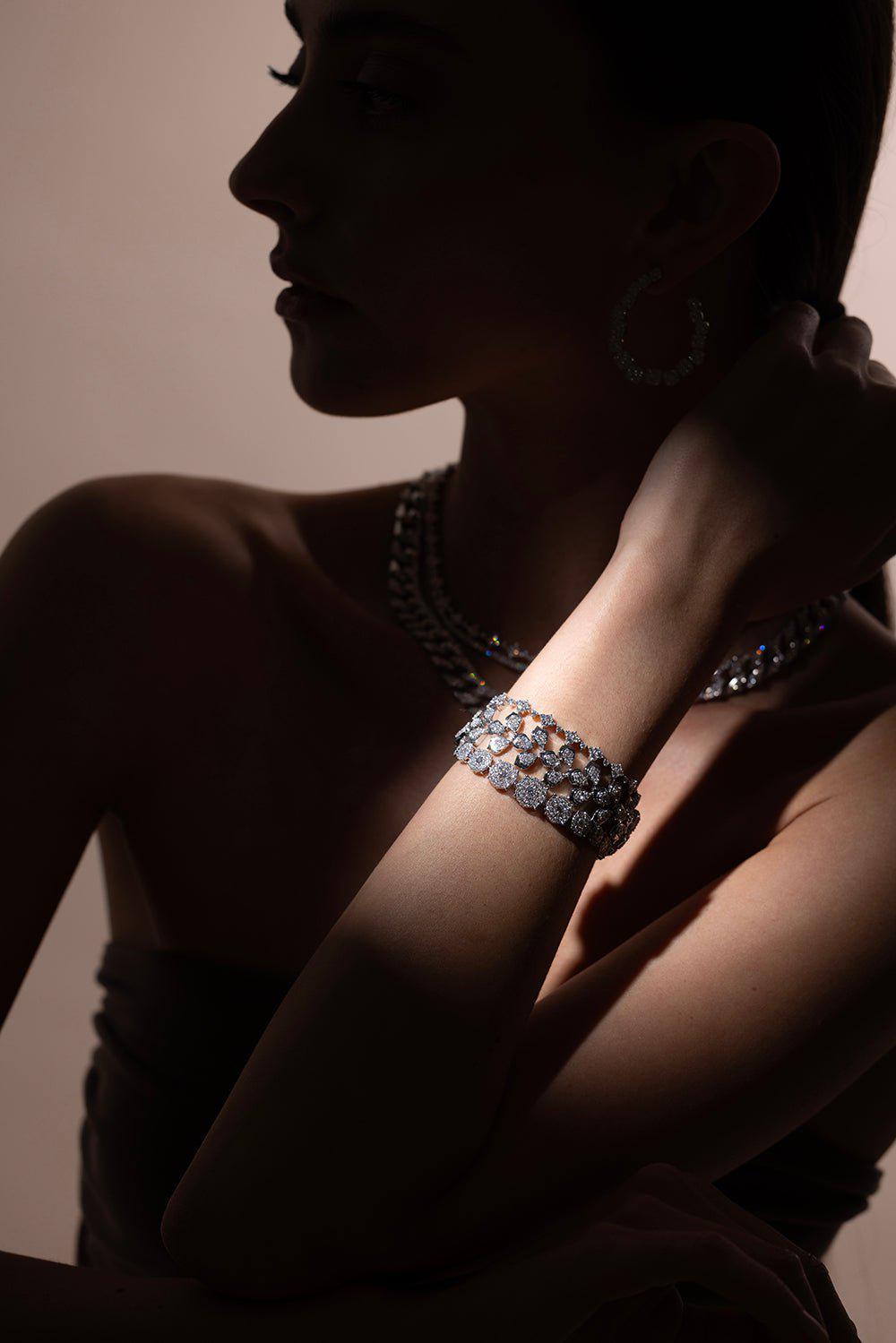 SARA WEINSTOCK-Dujour Cluster Bracelet - White Gold-WHITE GOLD