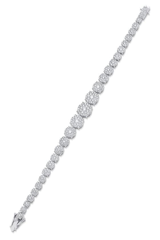 SARA WEINSTOCK-Illusion Round Cut Cluster Bracelet-WHITE GOLD