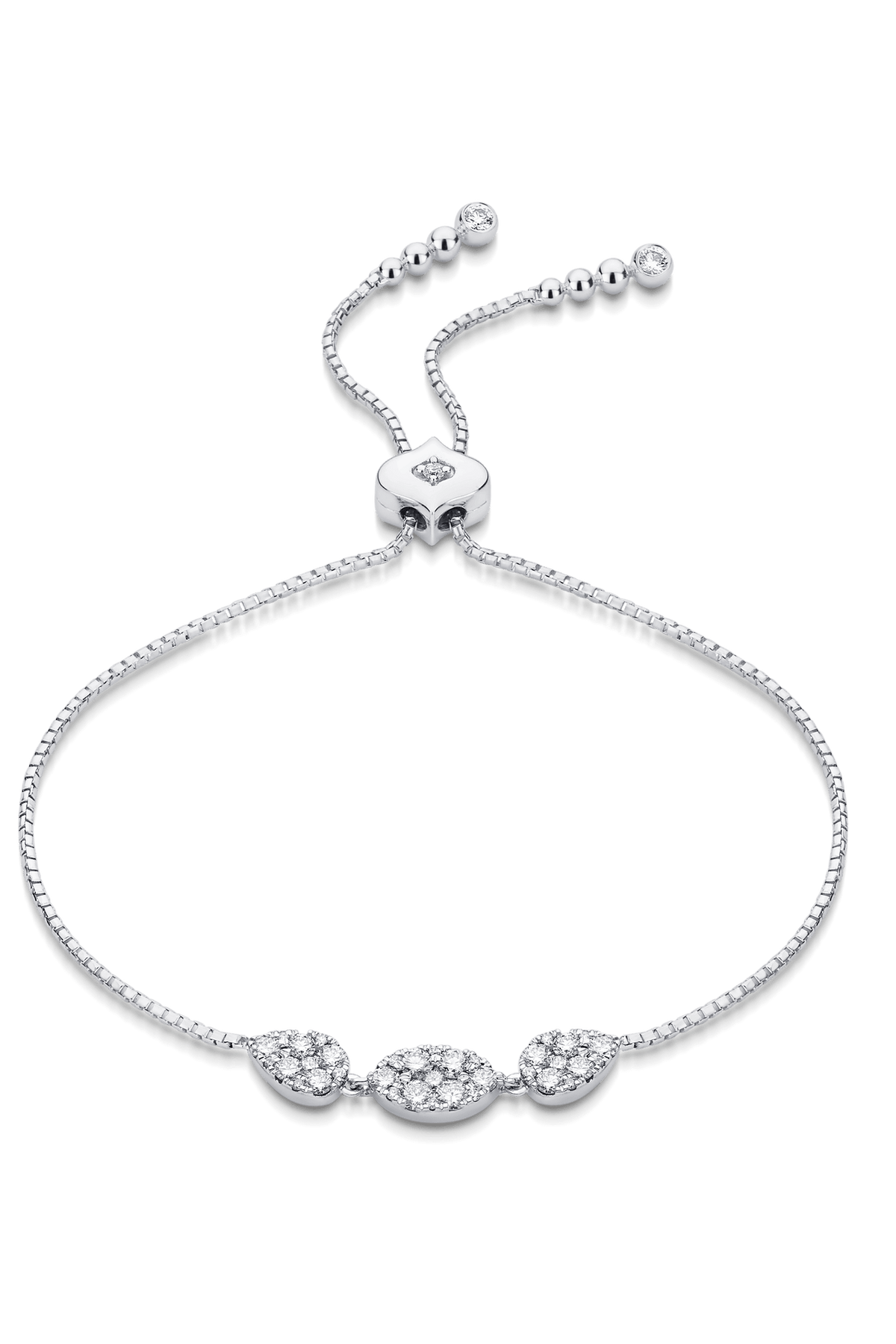  SARA WEINSTOCK-Reverie Diamond Three Cluster Bolo Bracelet-WHITE GOLD 