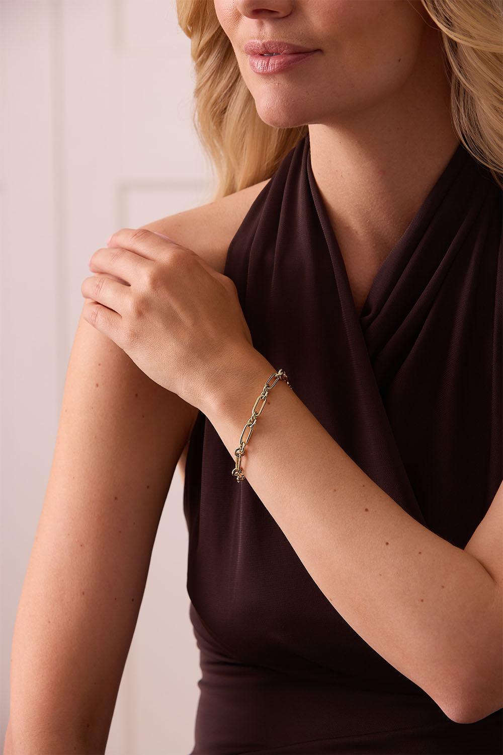 Paperclip Charm Chain Bracelet-YELLOW GOLD-7-JEWELRYFINE JEWELBRACELET O-SARA WEINSTOCK