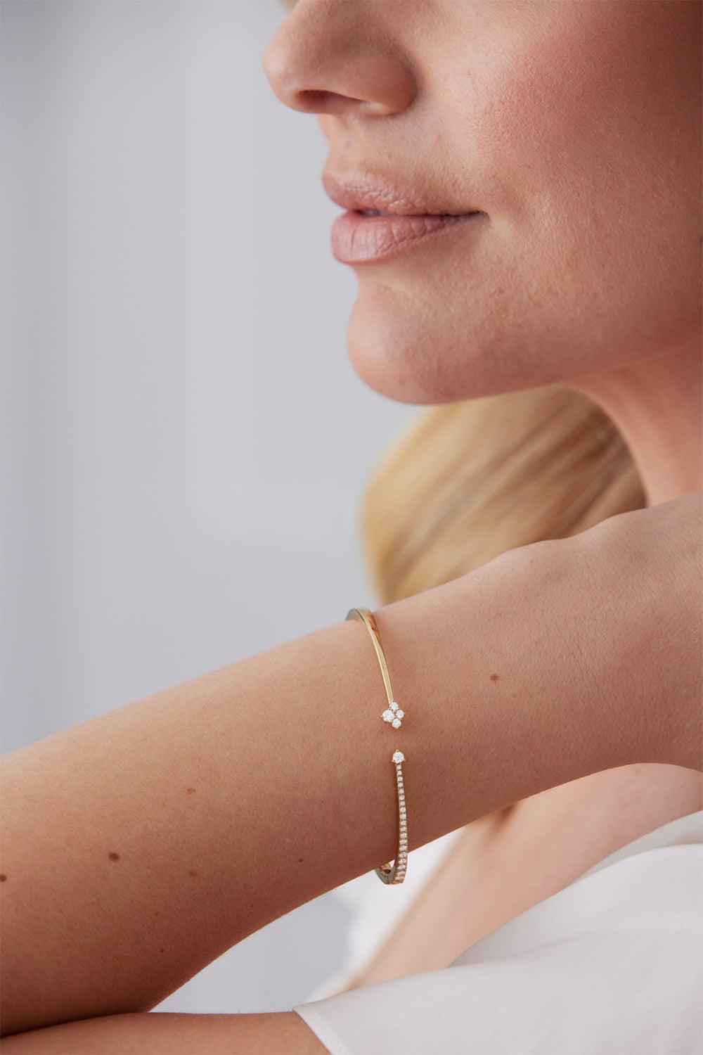SARA WEINSTOCK-Dujour Diamond Open Bangle Bracelet-YELLOW GOLD