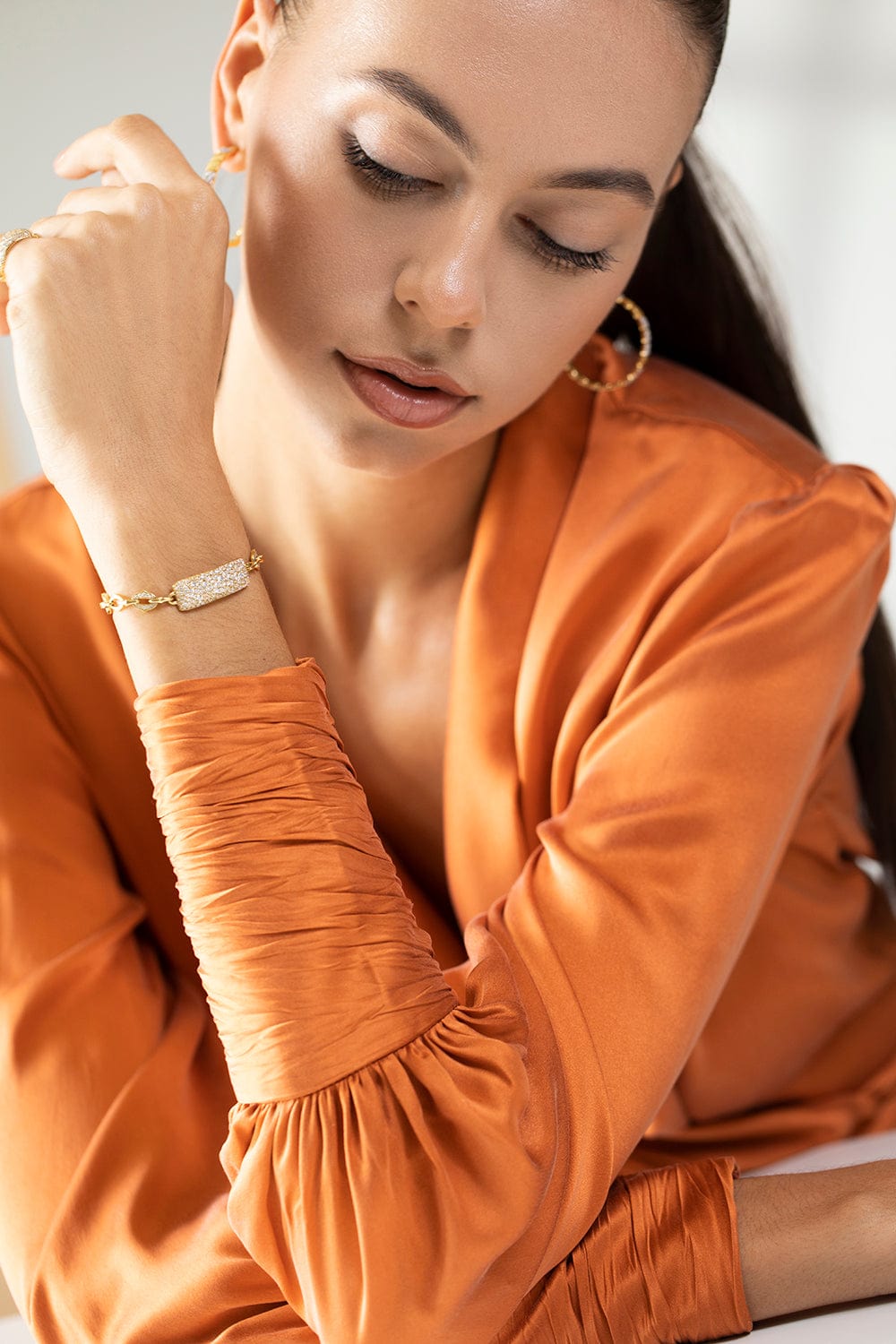 SARA WEINSTOCK-Lucia Bar Tag Chain Bracelet-YELLOW GOLD