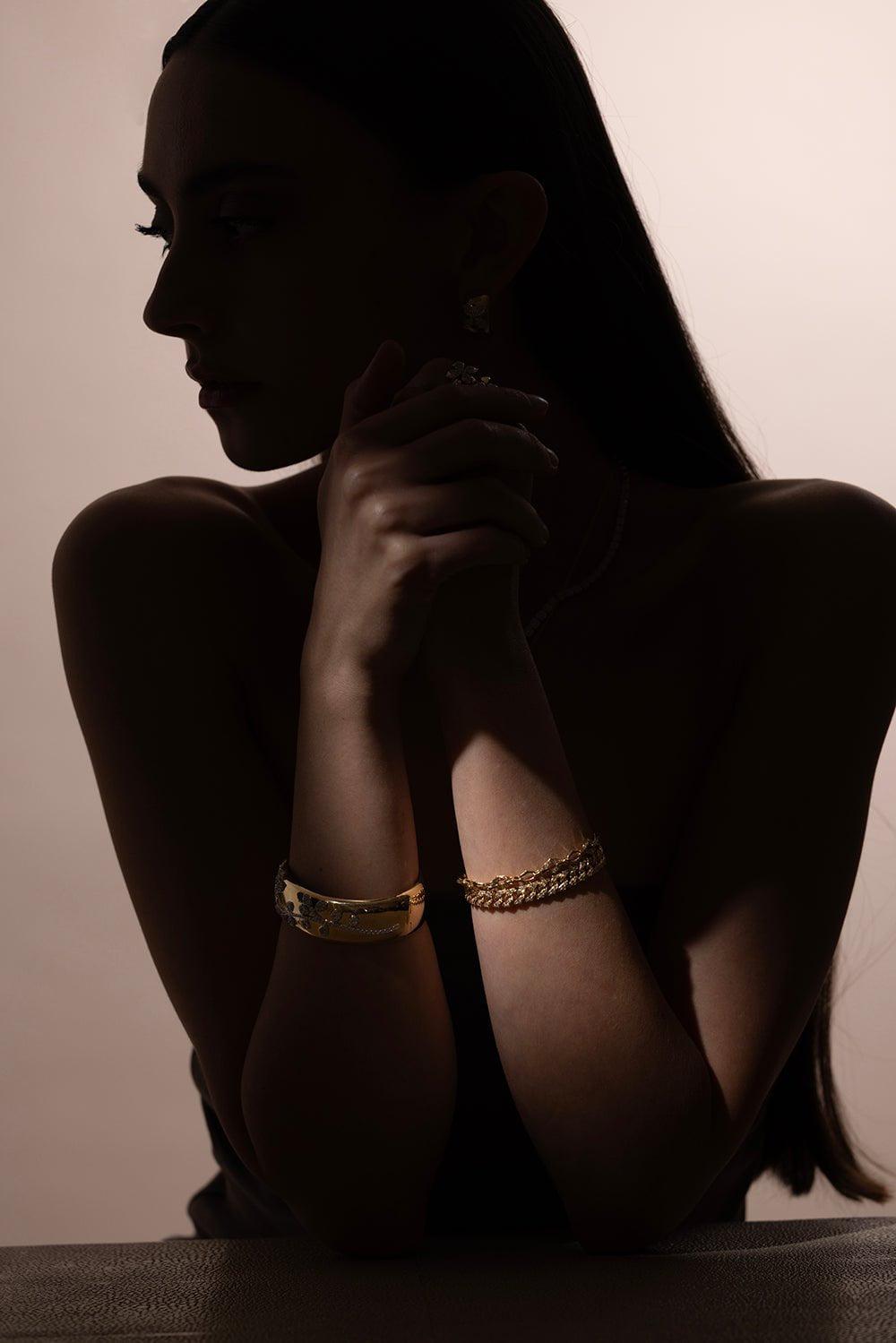 SARA WEINSTOCK-Lucia Chain and Pave Diamond Bracelet-YELLOW GOLD