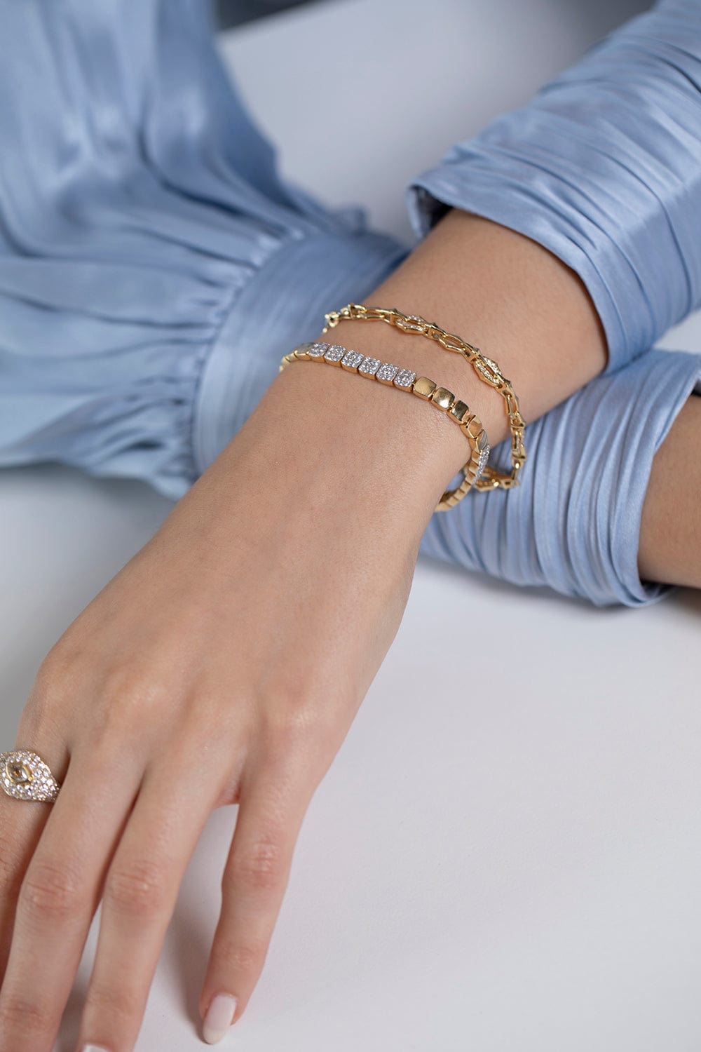 SARA WEINSTOCK-Lucia Chain and Pave Diamond Bracelet-YELLOW GOLD