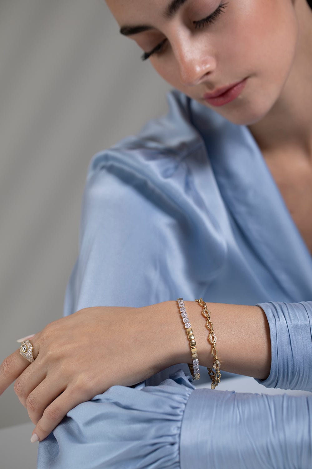 SARA WEINSTOCK-Lucia Chain and Pave Diamond Bracelet-YELLOW GOLD