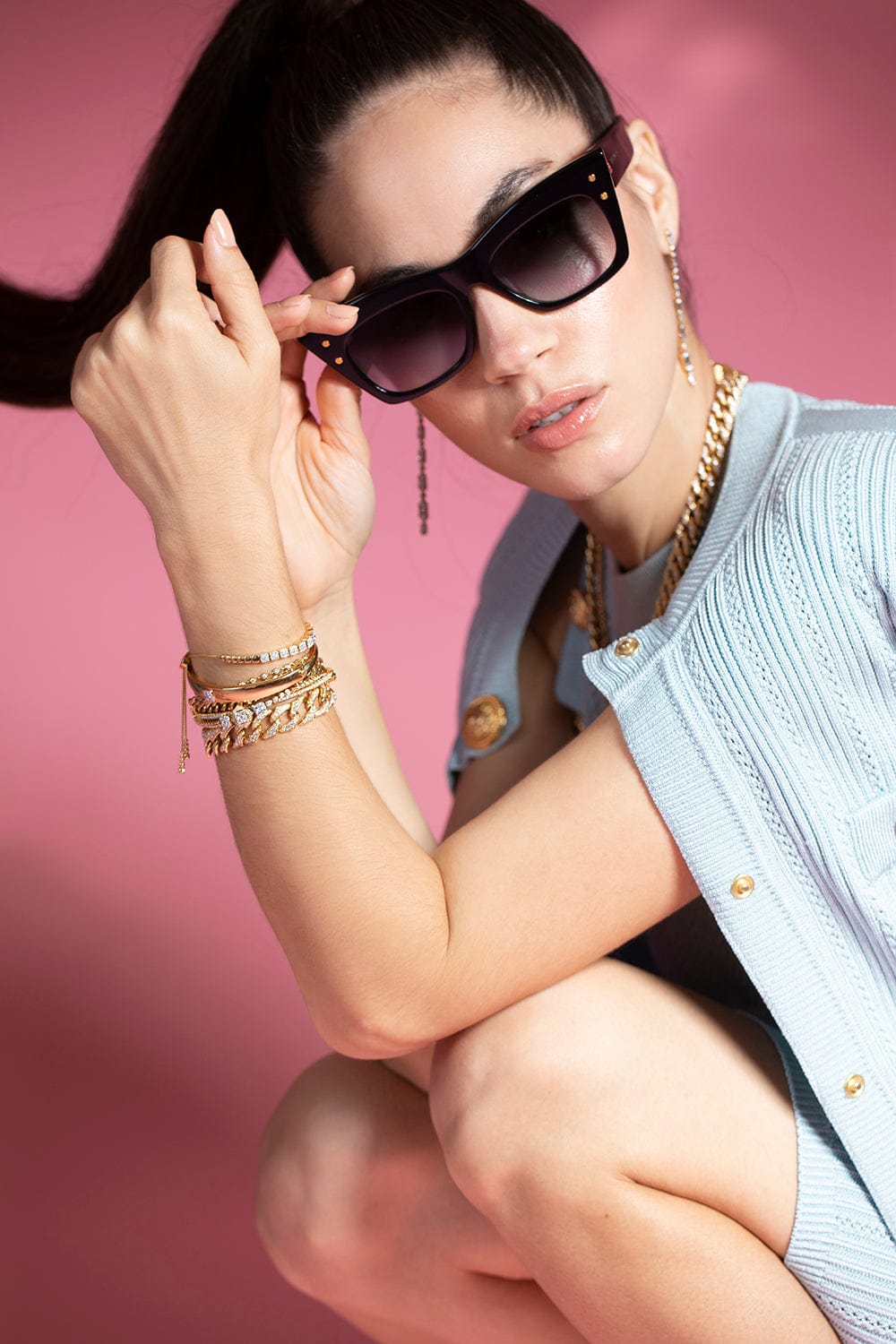 SARA WEINSTOCK-Lucia Solid Link Bracelet-YELLOW GOLD