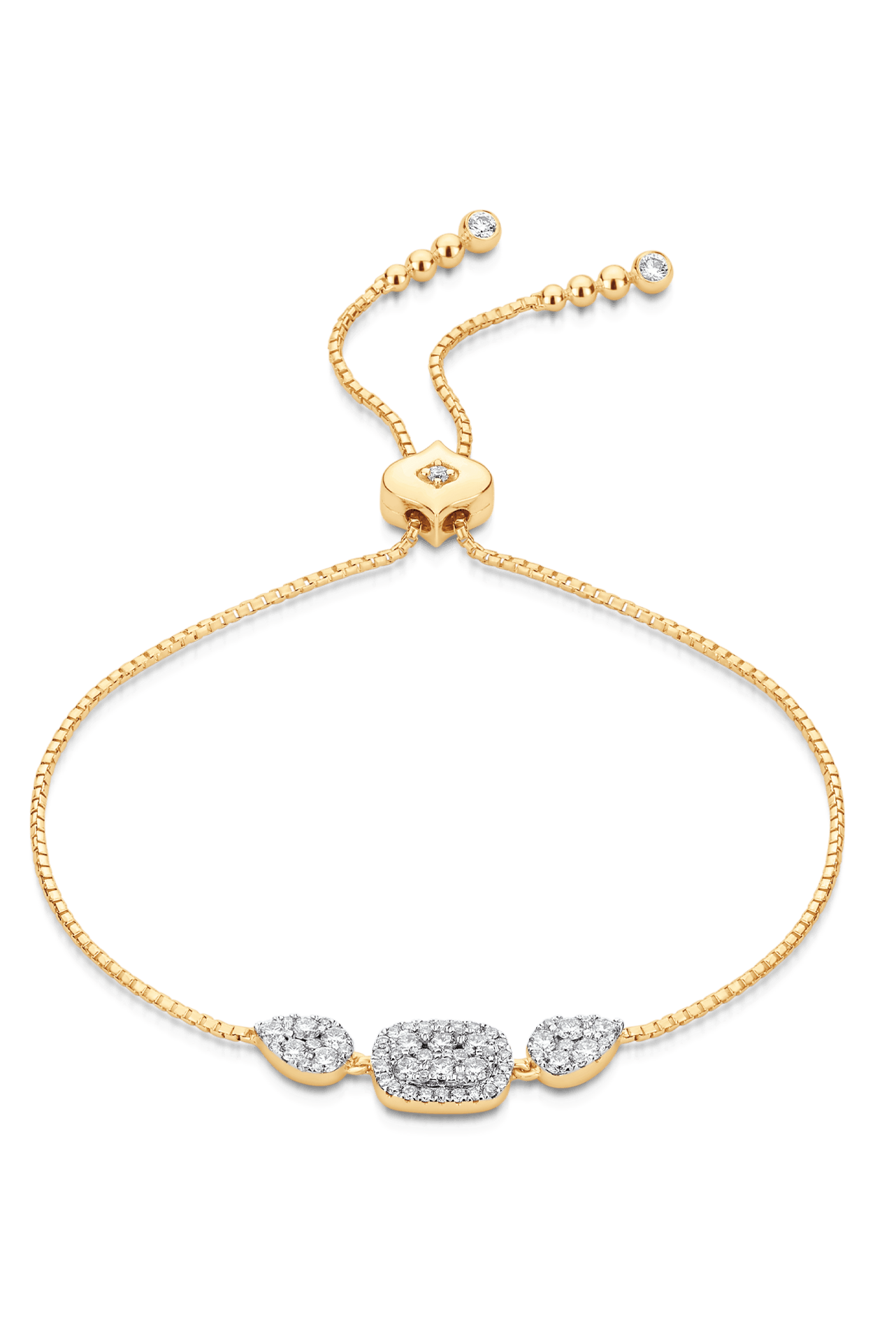 SARA WEINSTOCK-Reverie Cushion and Pear Diamond Bolo Bracelet-YELLOW GOLD