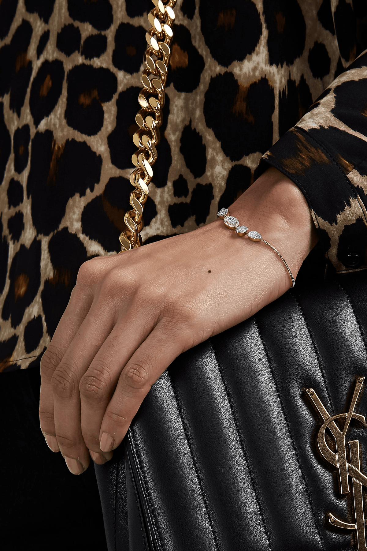 SARA WEINSTOCK-Reverie Diamond Five Cluster Bolo Bracelet-YELLOW GOLD