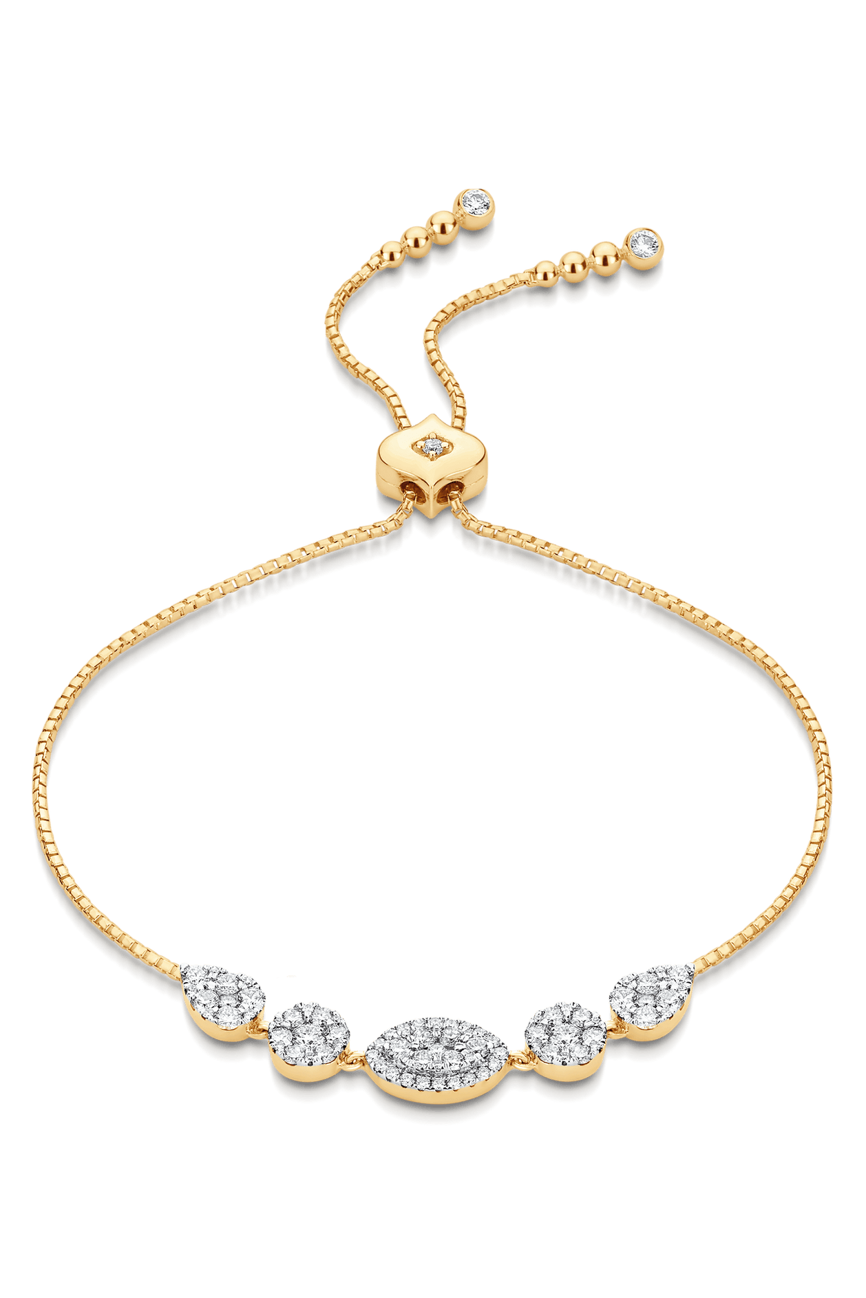 SARA WEINSTOCK-Reverie Diamond Five Cluster Bolo Bracelet-YELLOW GOLD