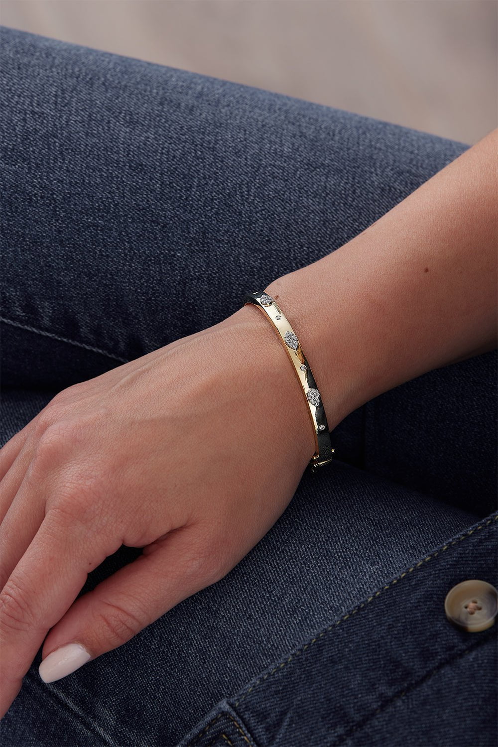 SARA WEINSTOCK-Reverie Mixed Diamond Bangle Bracelet-YELLOW GOLD