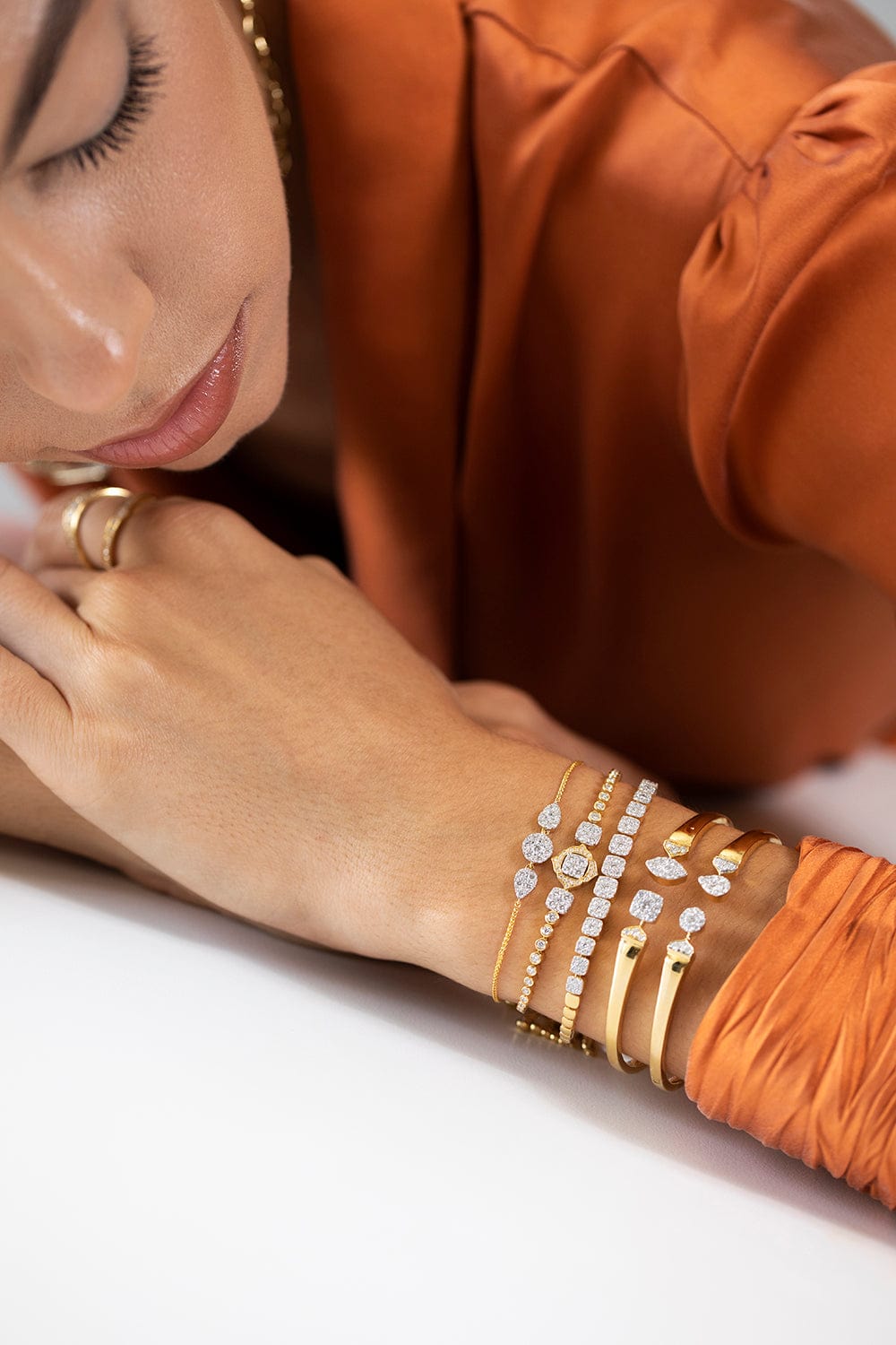 SARA WEINSTOCK-Unity Reverie Marquise and Cushion Diamond Bangle Cuff-YELLOW GOLD