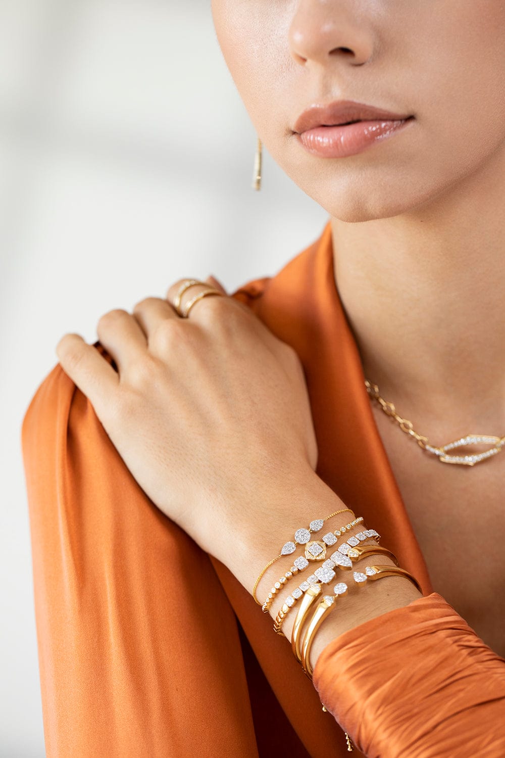 SARA WEINSTOCK-Unity Toi Et Moi Cuff Bracelet-YELLOW GOLD