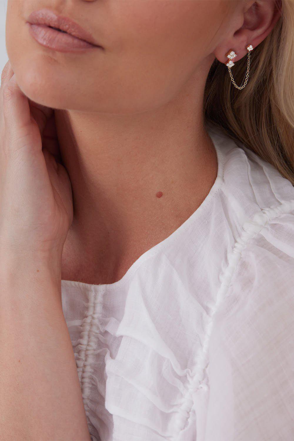 SARA WEINSTOCK-Dujour Chain Earrings-WHITE GOLD