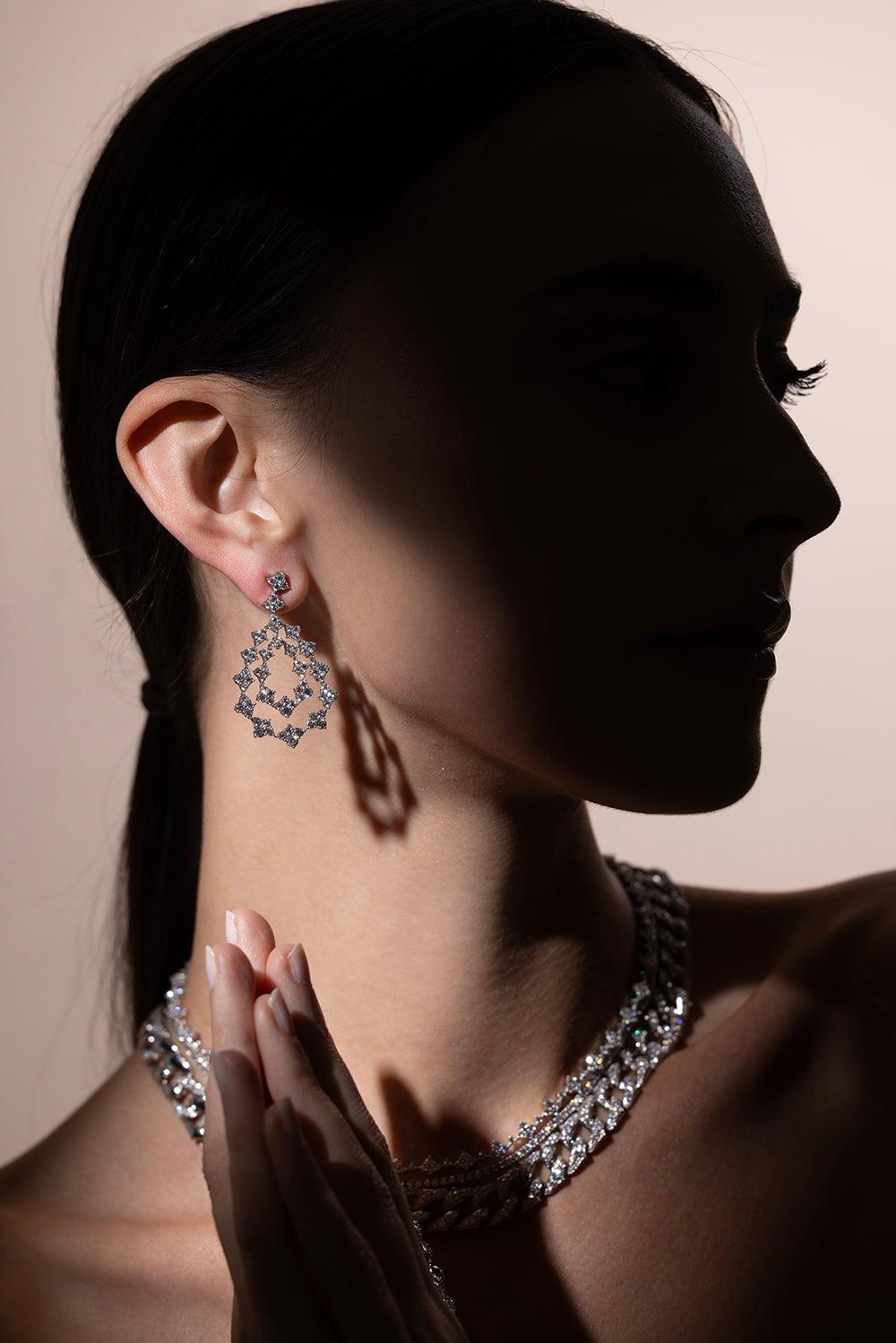 SARA WEINSTOCK-Dujour Couture Drop Earrings-WHITE GOLD