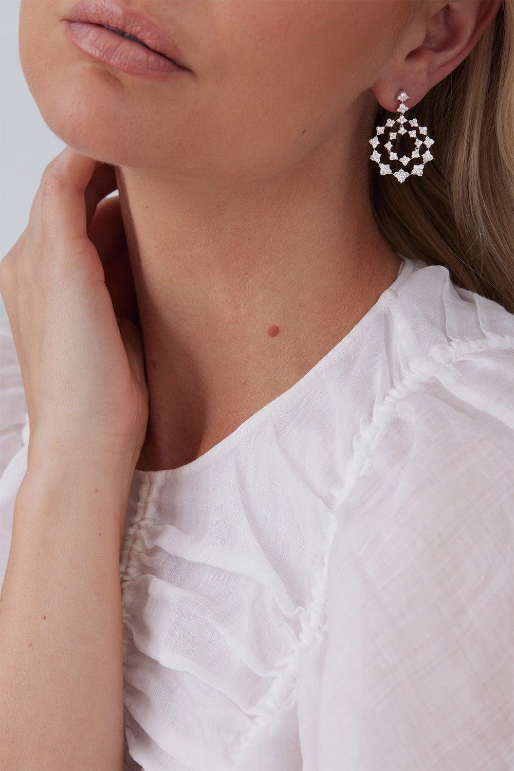 SARA WEINSTOCK-Dujour Diamond Drop Earrings-WHITE GOLD