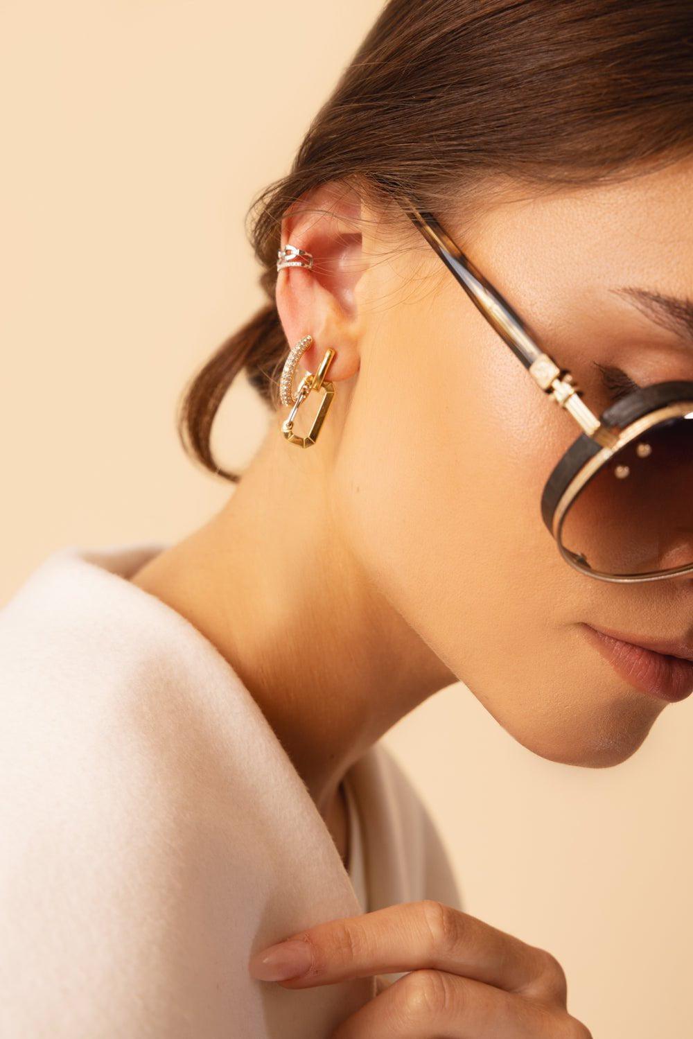 SARA WEINSTOCK-Lucia Link Ear Cuff-WHITE GOLD