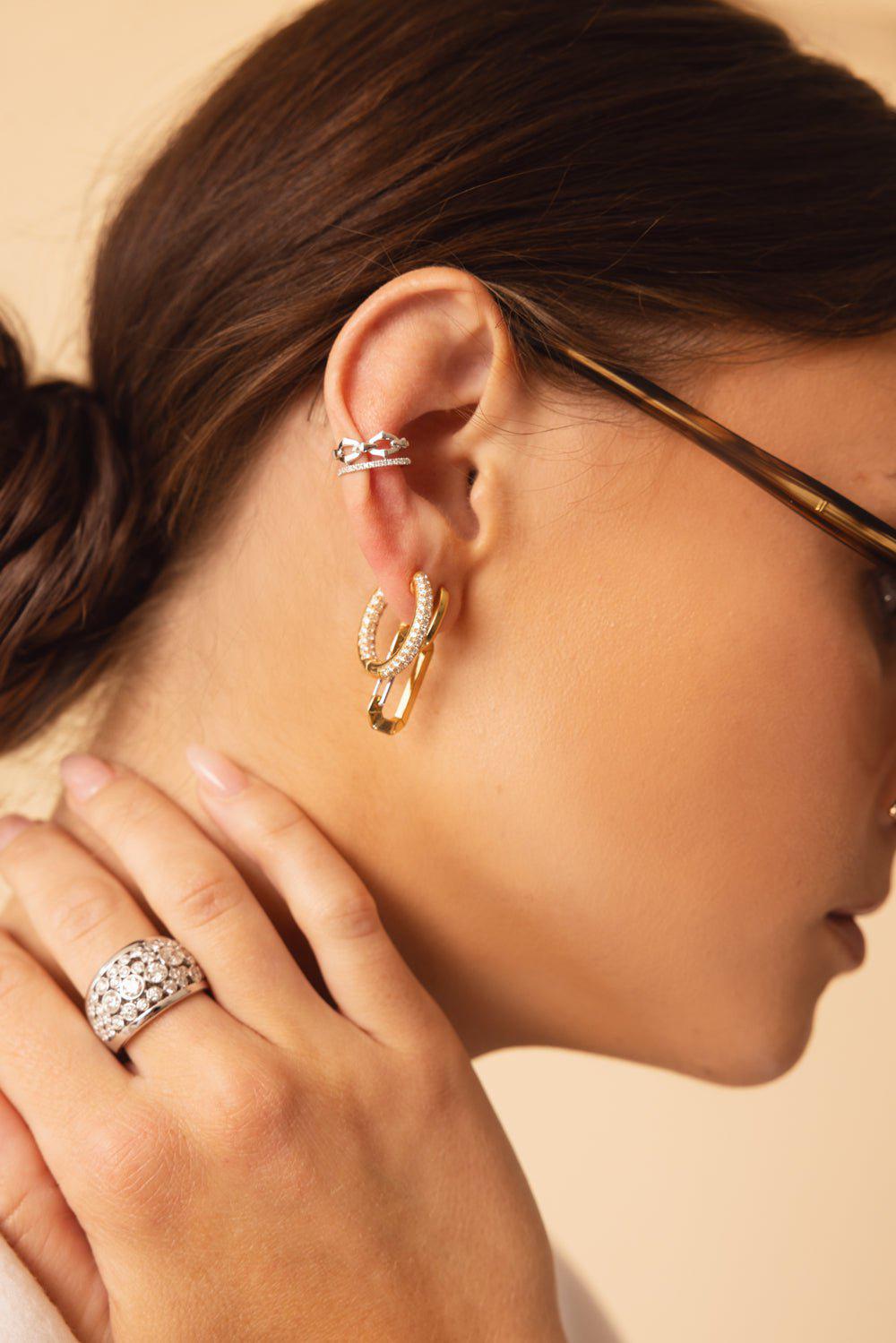 SARA WEINSTOCK-Lucia Link Ear Cuff-WHITE GOLD