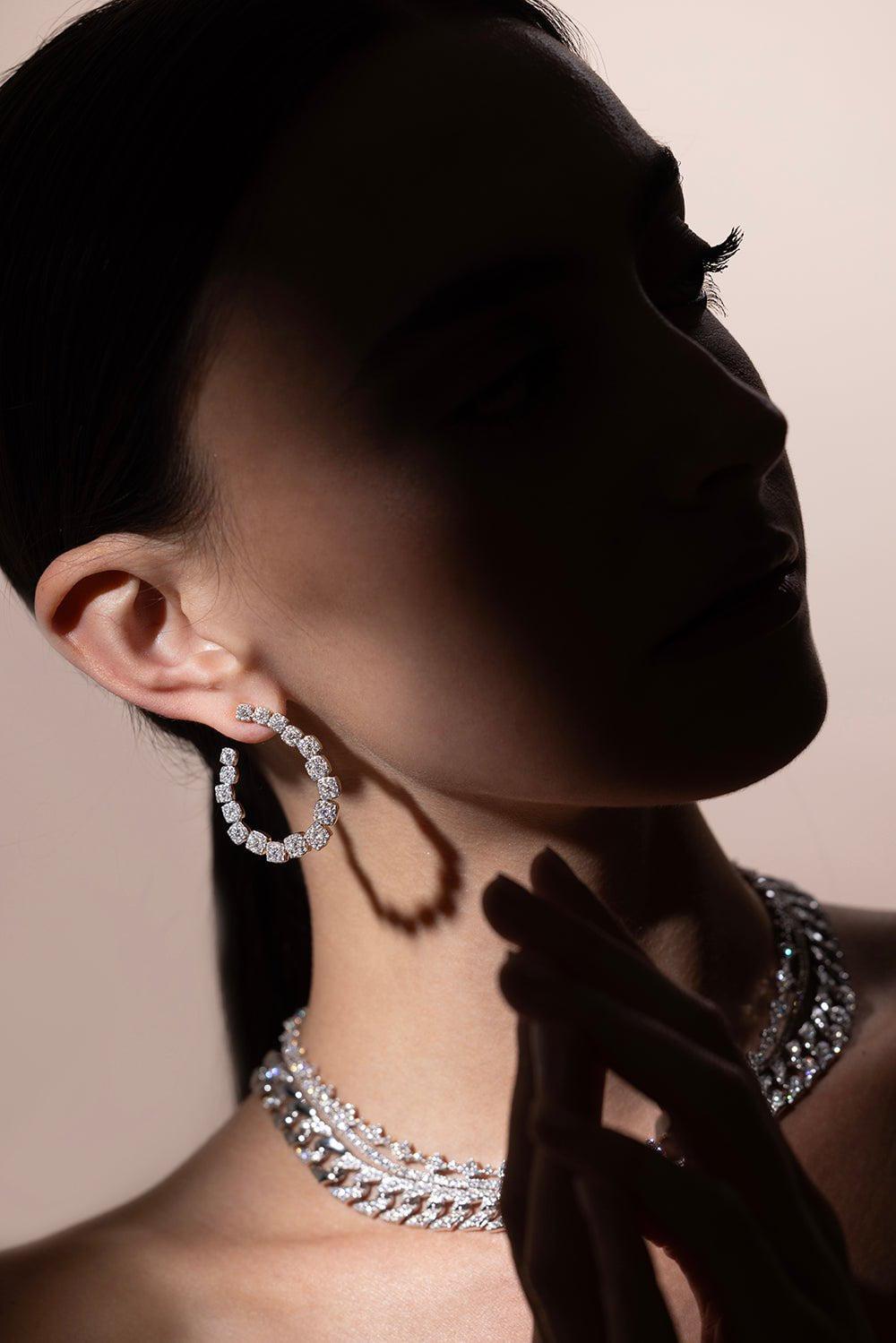 SARA WEINSTOCK-Adira Cluster Hoop Earrings-YELLOW GOLD