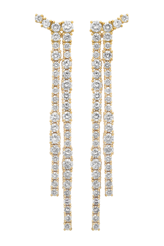 Diamond Flexion Double Drop Earrings-YELLOW GOLD-JEWELRYFINE JEWELEARRING-SARA WEINSTOCK