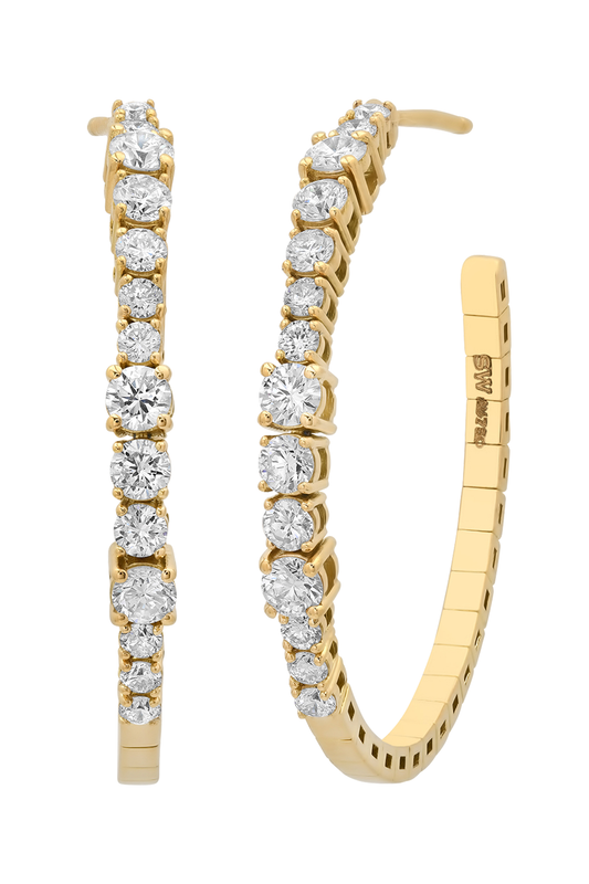Diamond Flexion Hoop Earrings-YELLOW GOLD-JEWELRYFINE JEWELEARRING-SARA WEINSTOCK
