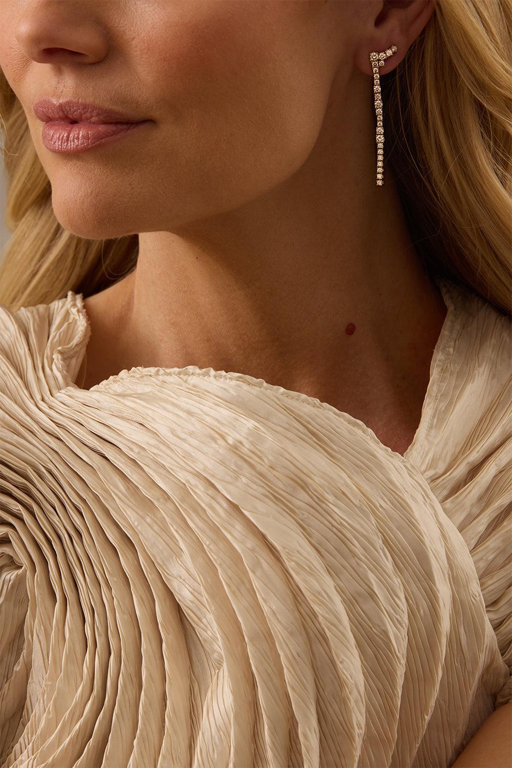 Diamond Flexion Line Drop Earrings-YELLOW GOLD-JEWELRYFINE JEWELEARRING-SARA WEINSTOCK