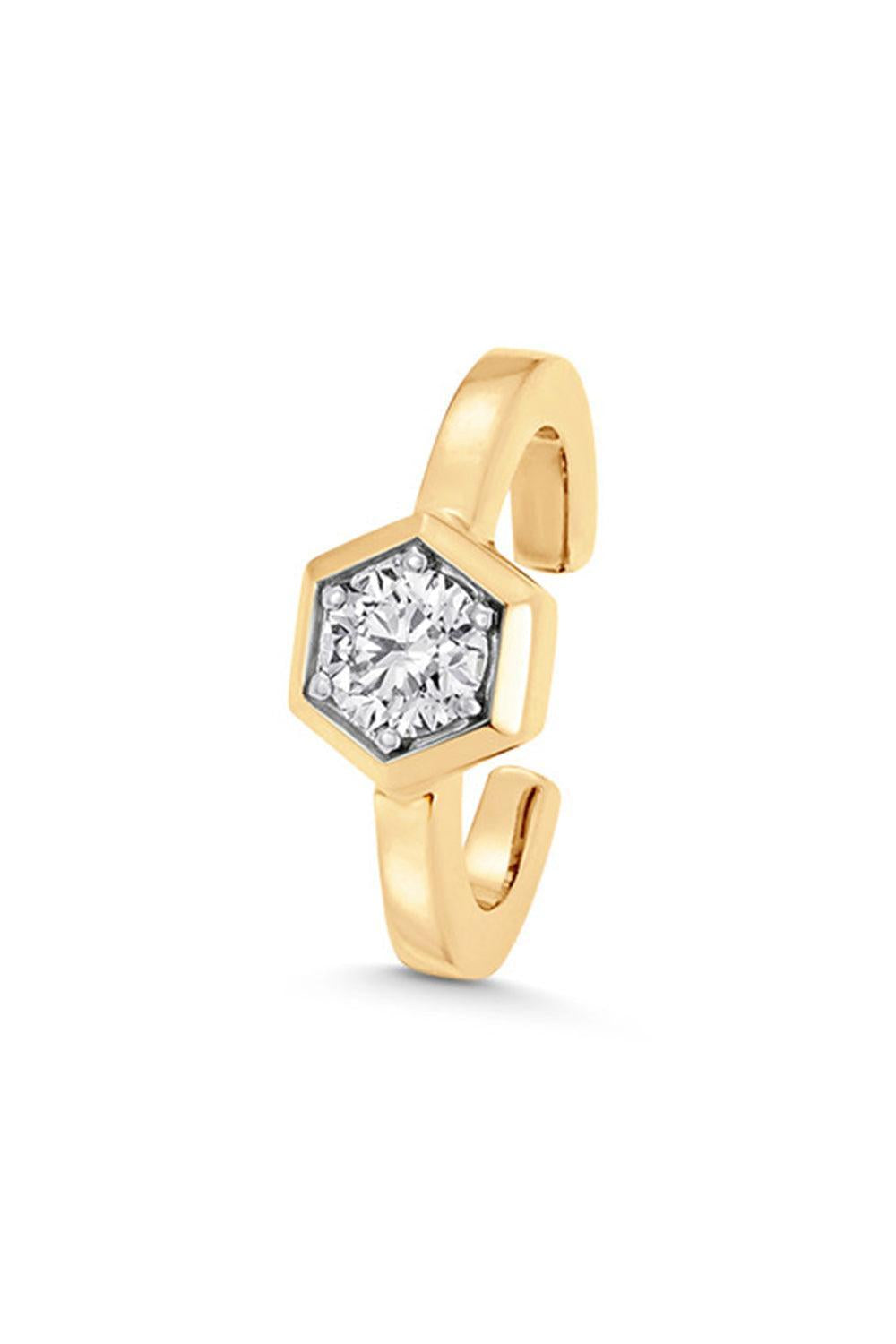 Diamond Honey Comb Ear Cuff-YELLOW GOLD-JEWELRYFINE JEWELEARRING-SARA WEINSTOCK