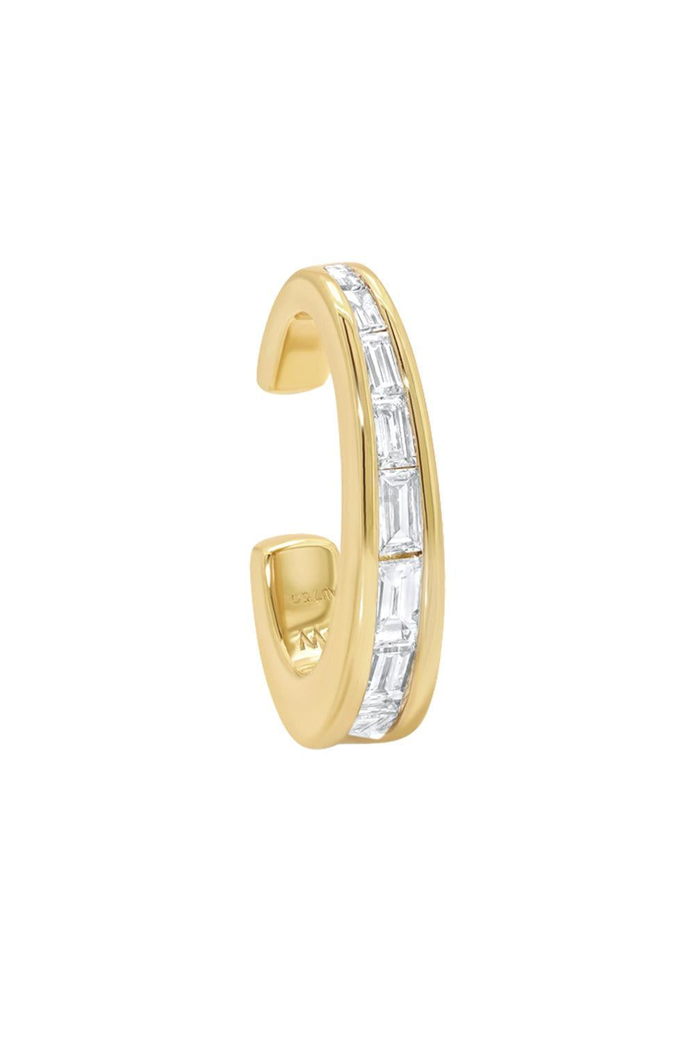 Diamond Papua Thin Ear Cuff-YELLOW GOLD-JEWELRYFINE JEWELEARRING-SARA WEINSTOCK