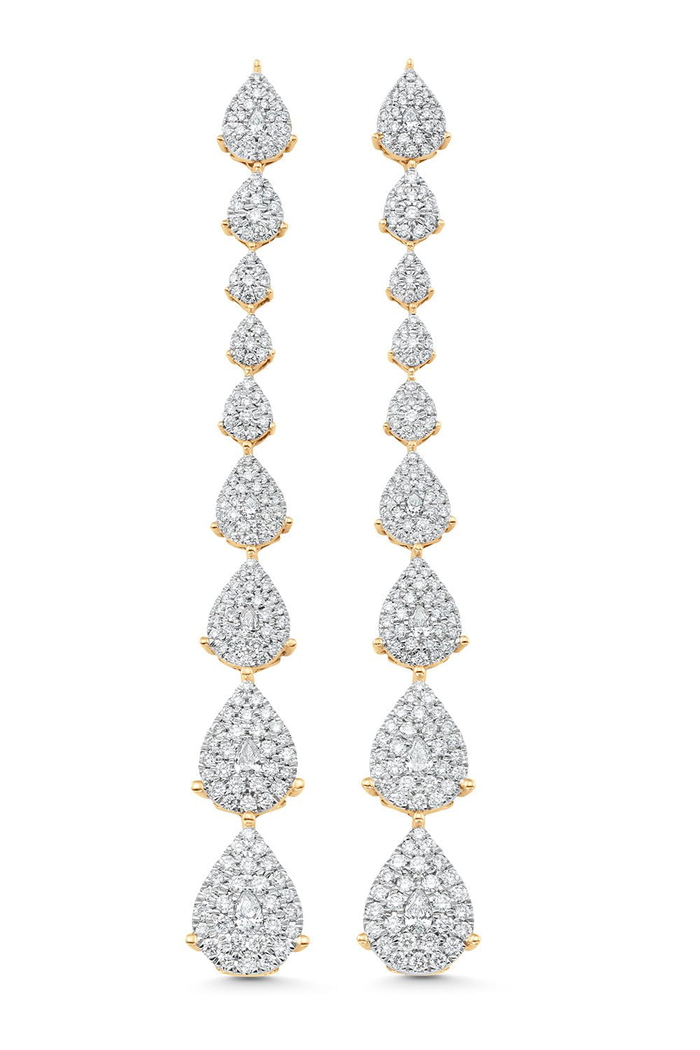 SARA WEINSTOCK-Illusion Diamond Cluster Drop Earrings-YELLOW GOLD