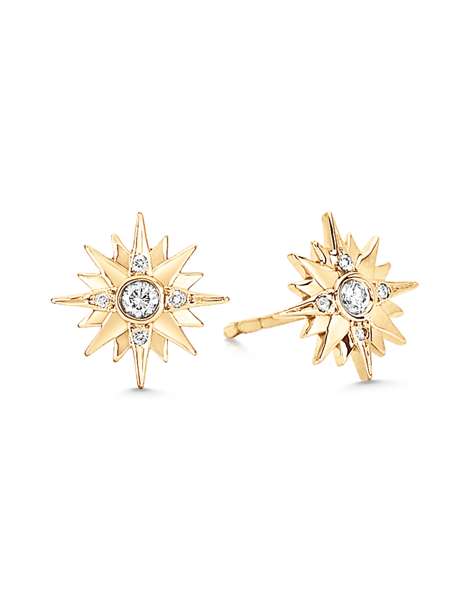 SARA WEINSTOCK-Large Starburst Studs-YELLOW GOLD