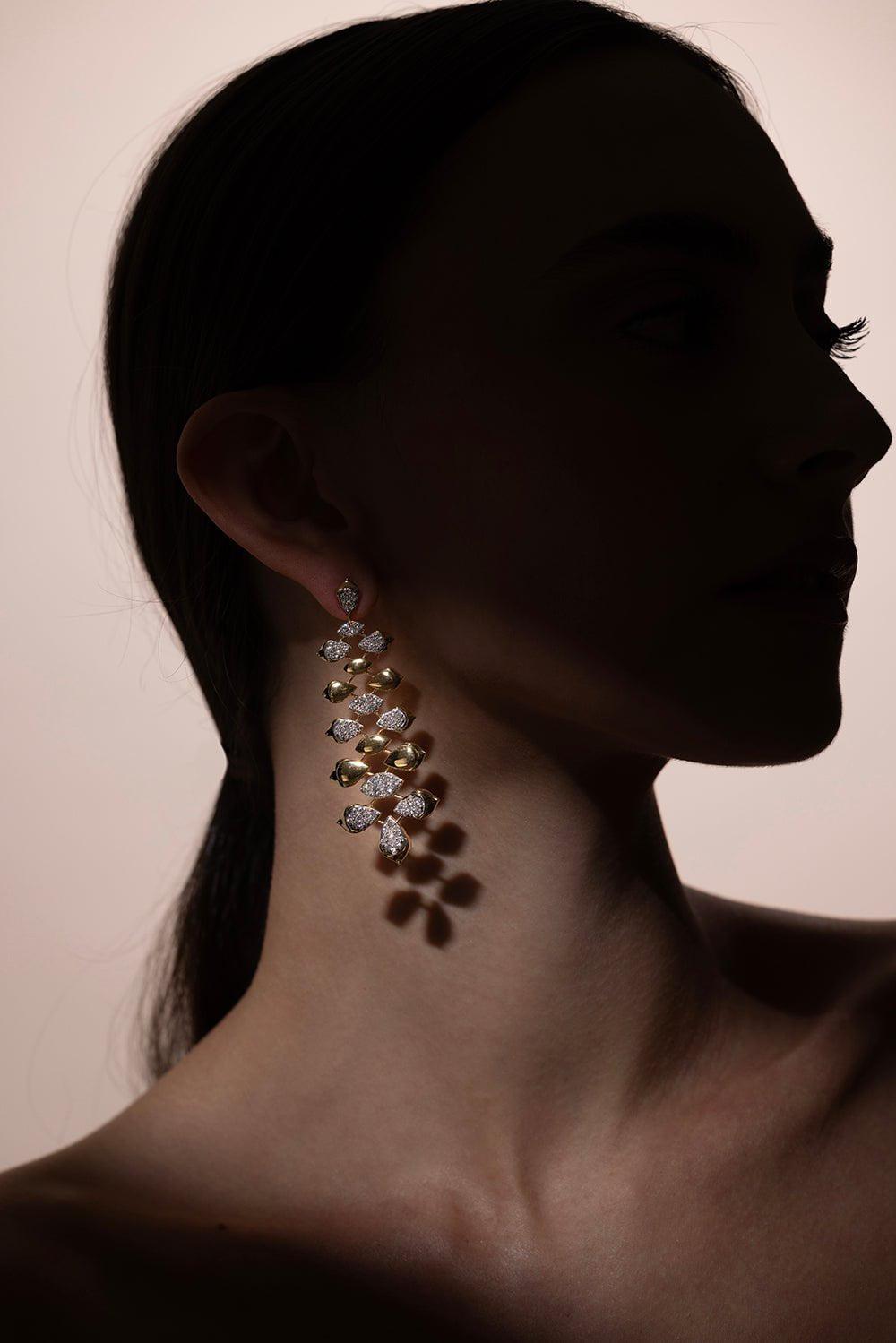 SARA WEINSTOCK-Lierre Marquise Drop Earrings-YELLOW GOLD