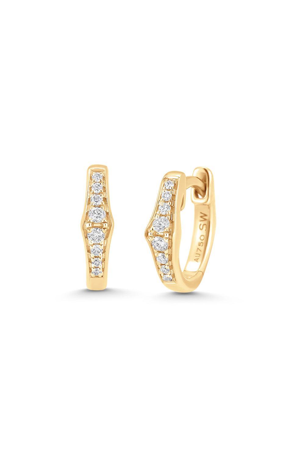 Lucia Diamond Cluster Huggie Earrings-YELLOW GOLD-JEWELRYFINE JEWELEARRING-SARA WEINSTOCK
