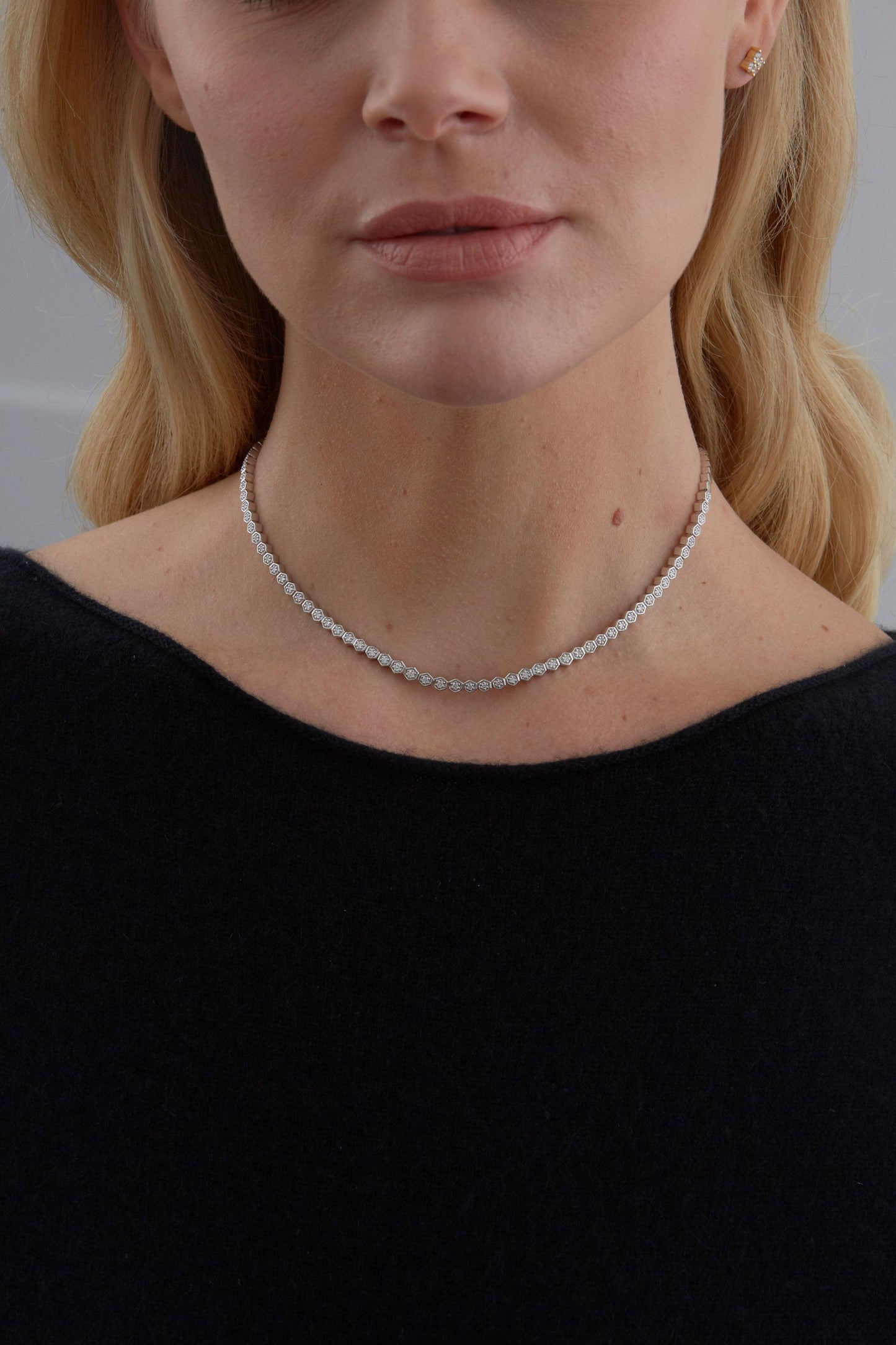 SARA WEINSTOCK-Isadora Hexagon Diamond Choker-ROSE GOLD