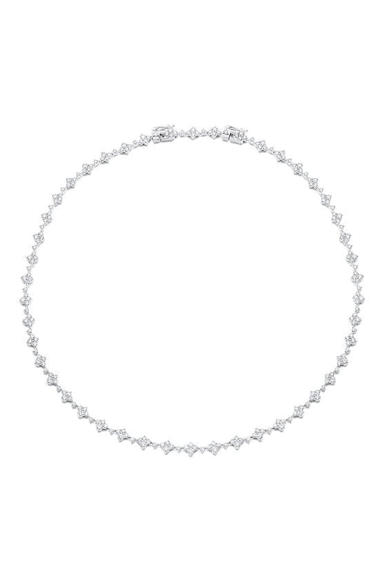 SARA WEINSTOCK-Dujour Cluster Choker Necklace - White Gold-WHITE GOLD