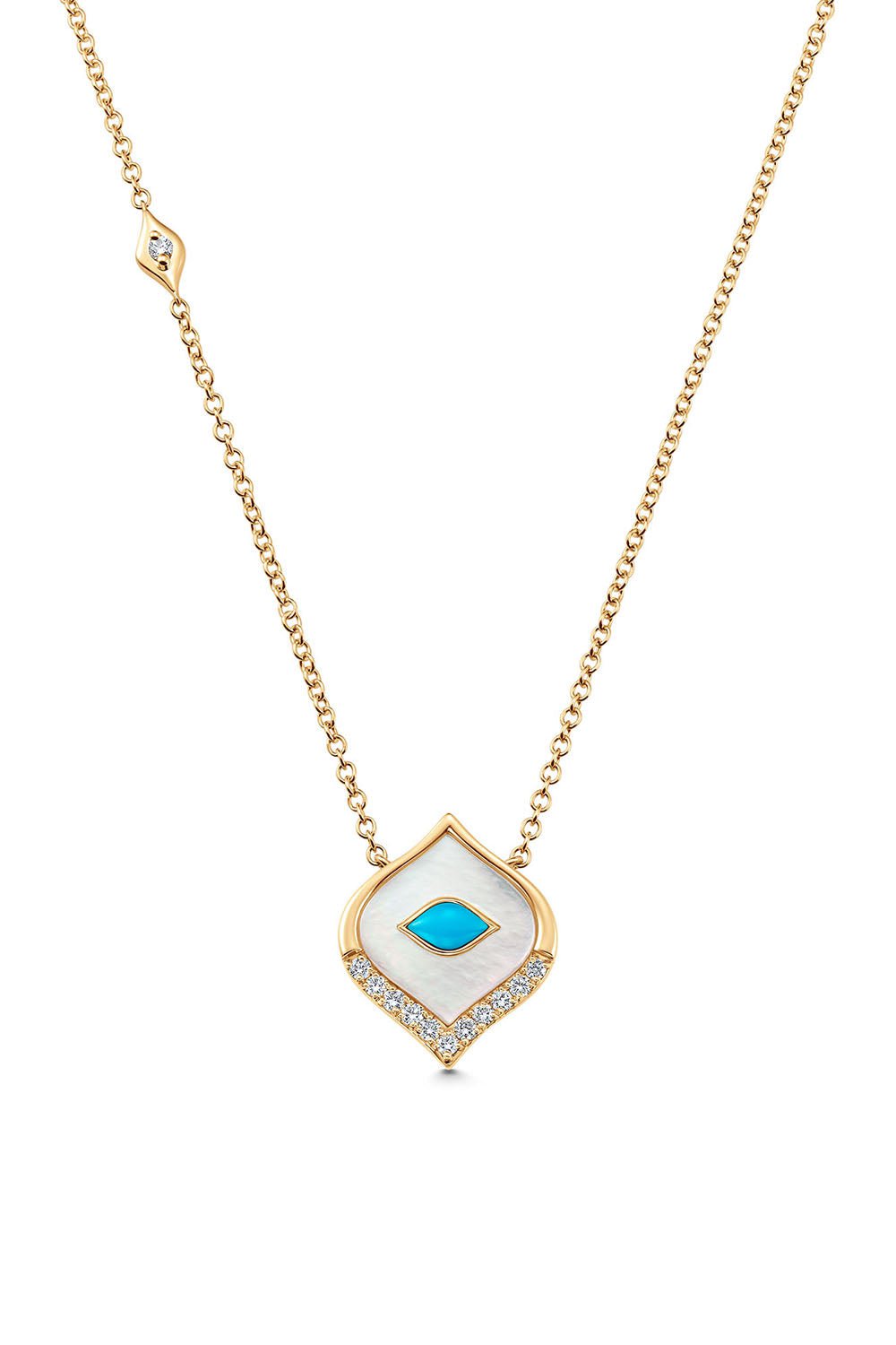 SARA WEINSTOCK-Donna Pearl Turquoise Pendant Necklace-YELLOW GOLD