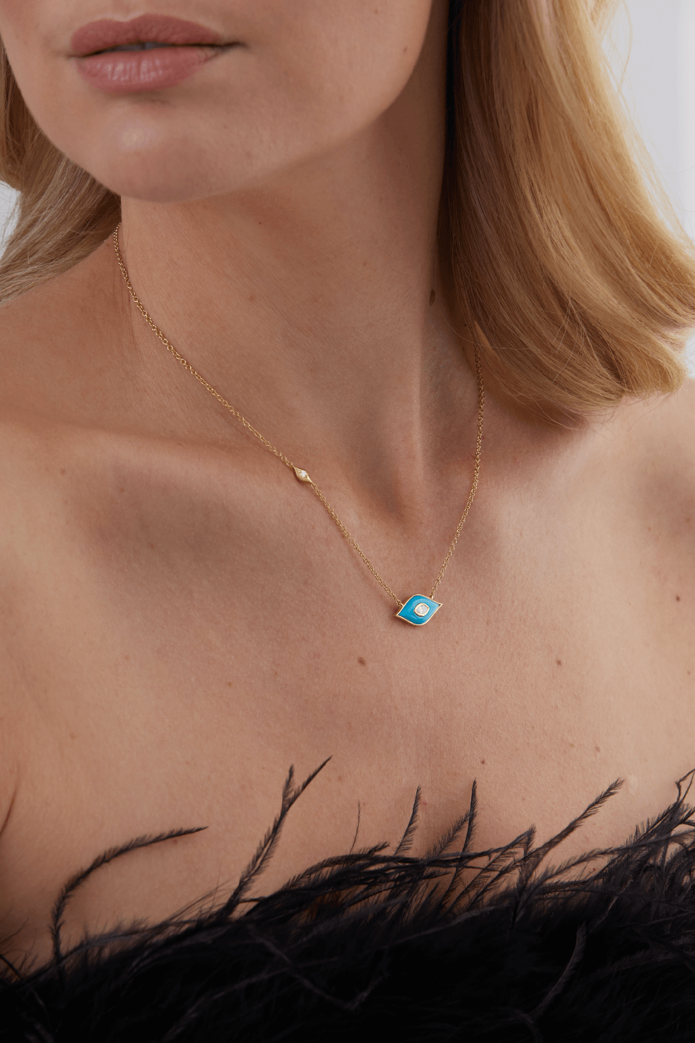 SARA WEINSTOCK-Donna Turquoise Diamond Pendant Necklace-YELLOW GOLD