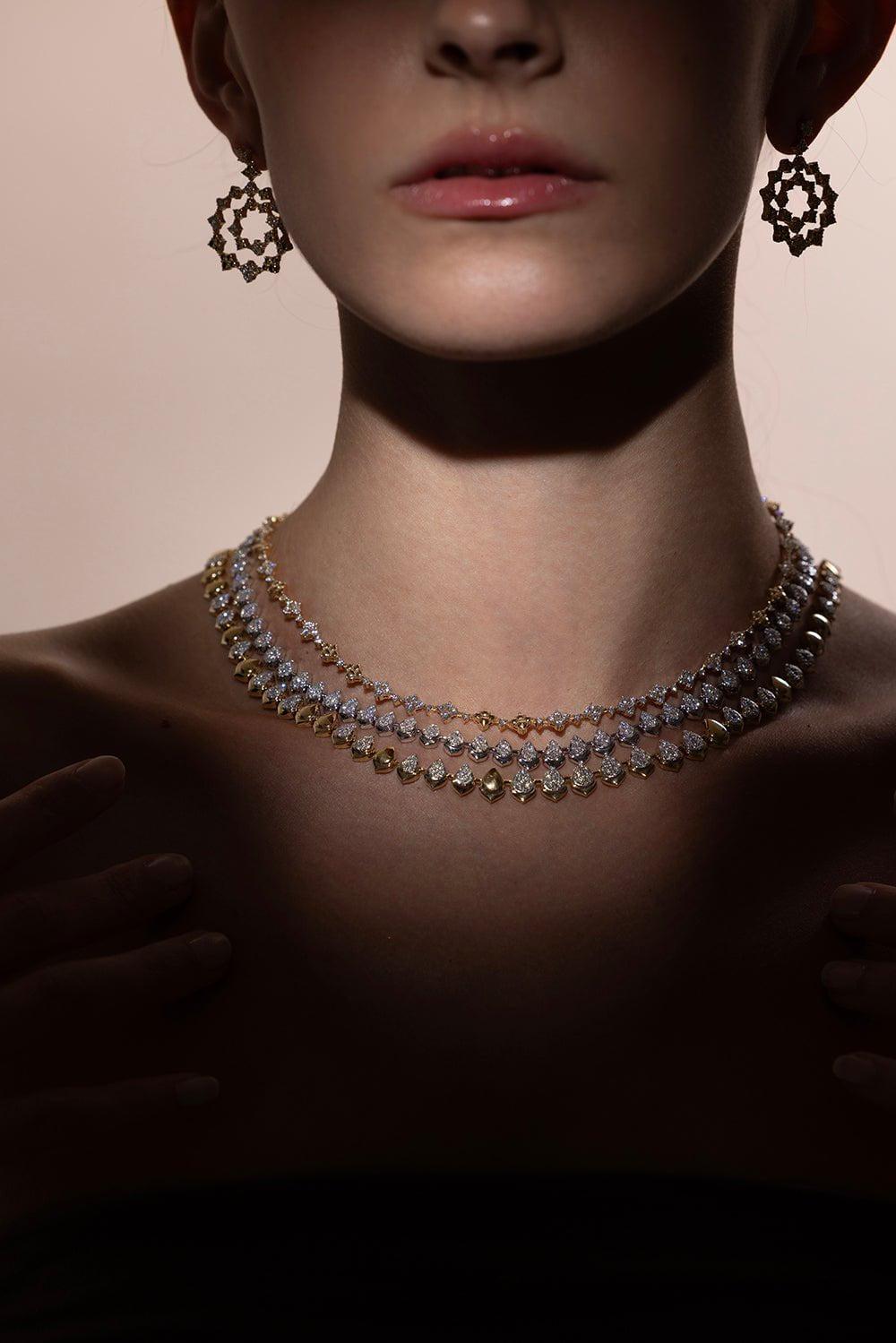 SARA WEINSTOCK-Dujour Cluster Choker Necklace - Yellow Gold-YELLOW GOLD