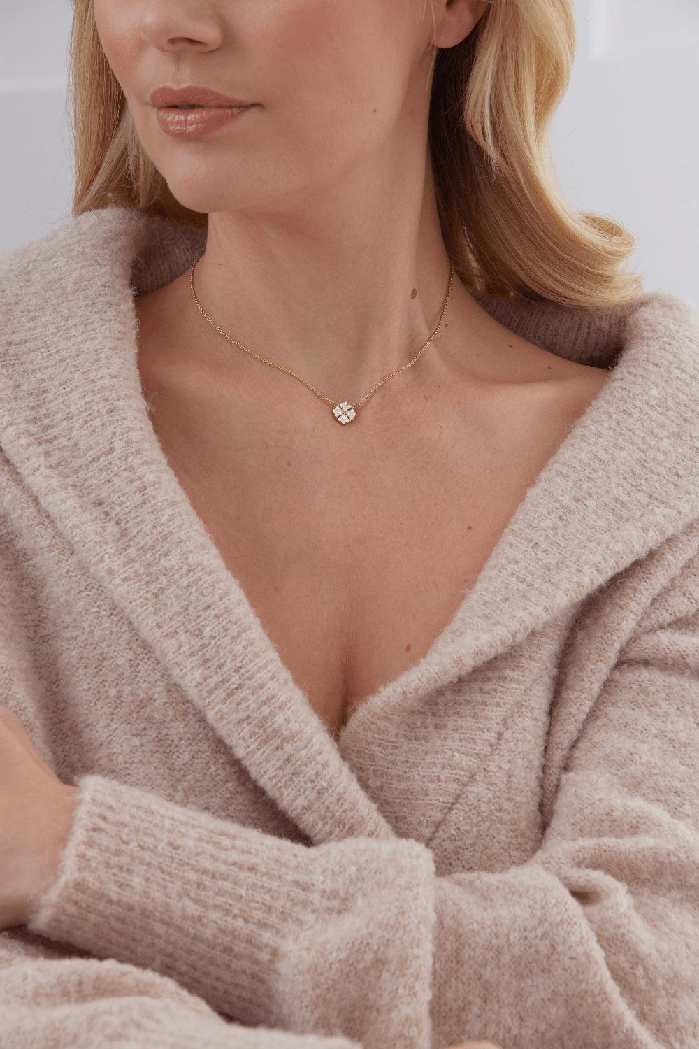 Flora Diamond Pendant Necklace-YELLOW GOLD-JEWELRYFINE JEWELNECKLACE O-SARA WEINSTOCK