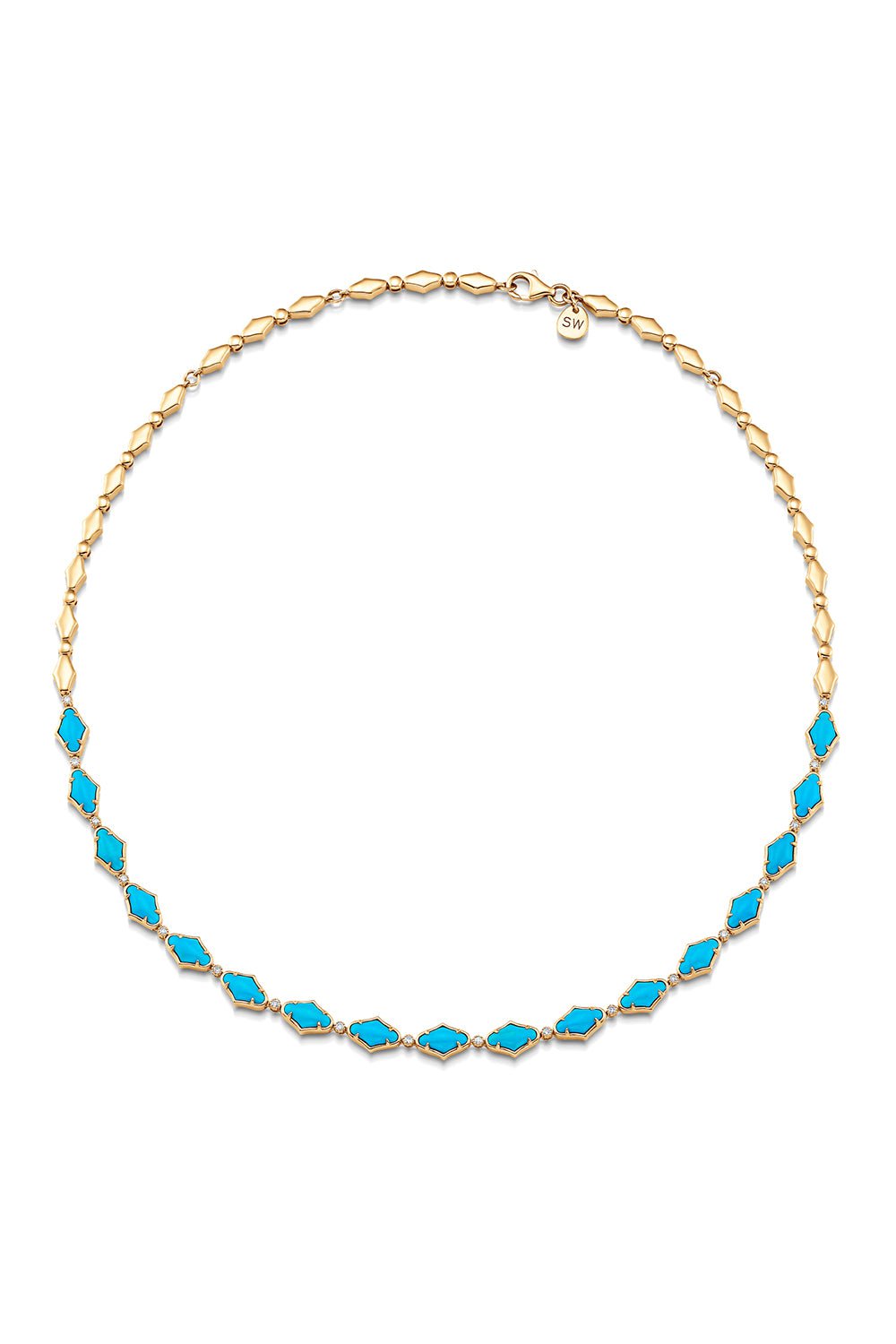 SARA WEINSTOCK-Lucia Turquoise Choker Necklace-YELLOW GOLD
