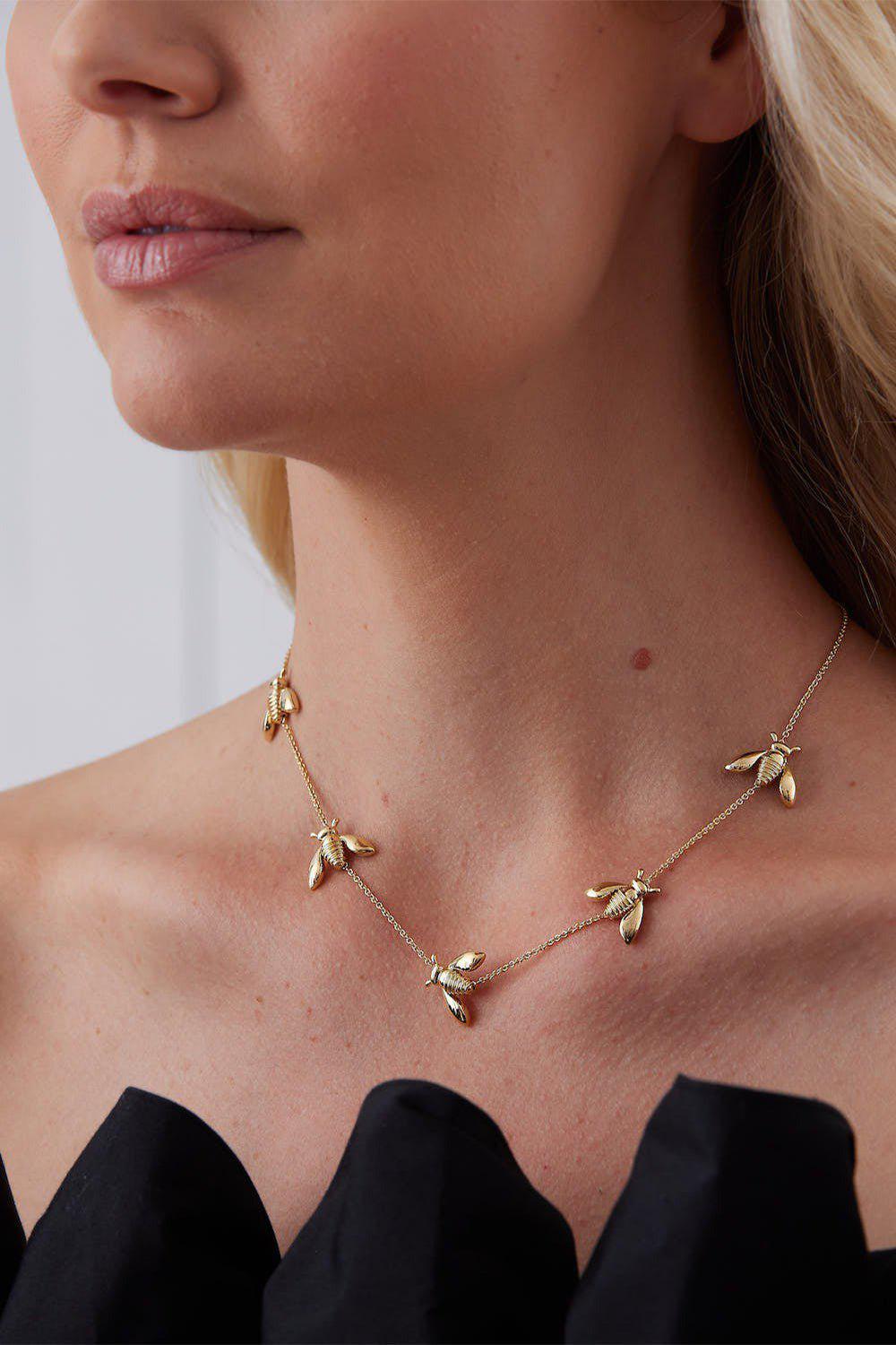 SARA WEINSTOCK-Queen Bee 5 Station Necklace-YELLOW GOLD