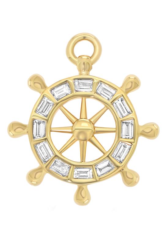 Diamond Captains Wheel Charm-YELLOW GOLD-JEWELRYFINE JEWELPENDANT-SARA WEINSTOCK