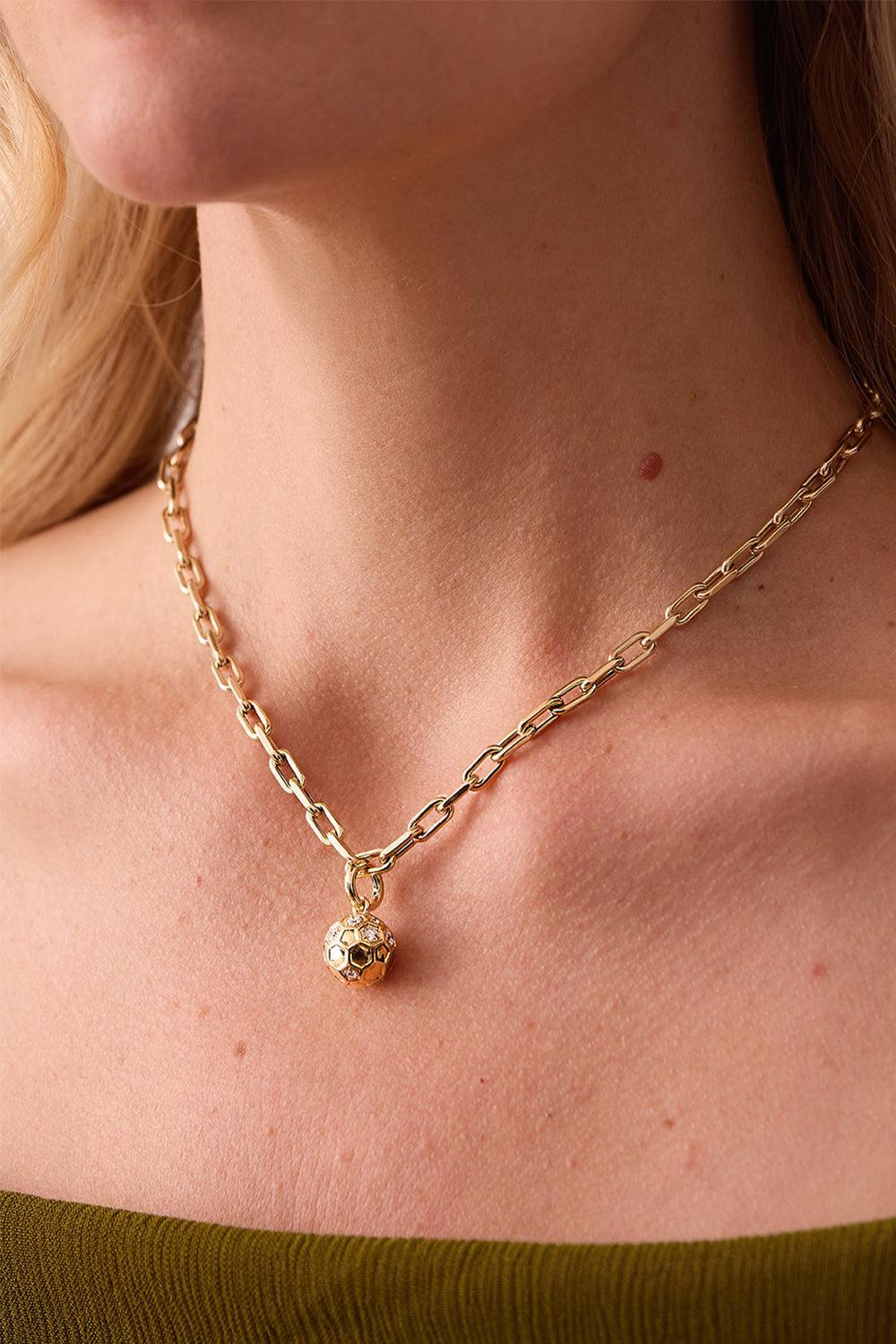 Diamond Honey Comb Partial Ball Charm-YELLOW GOLD-JEWELRYFINE JEWELPENDANT-SARA WEINSTOCK