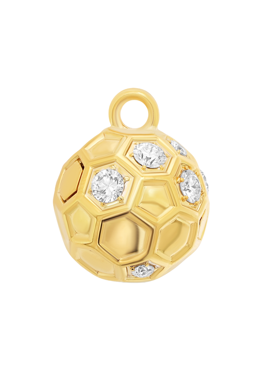 Diamond Honey Comb Partial Ball Charm-YELLOW GOLD-JEWELRYFINE JEWELPENDANT-SARA WEINSTOCK