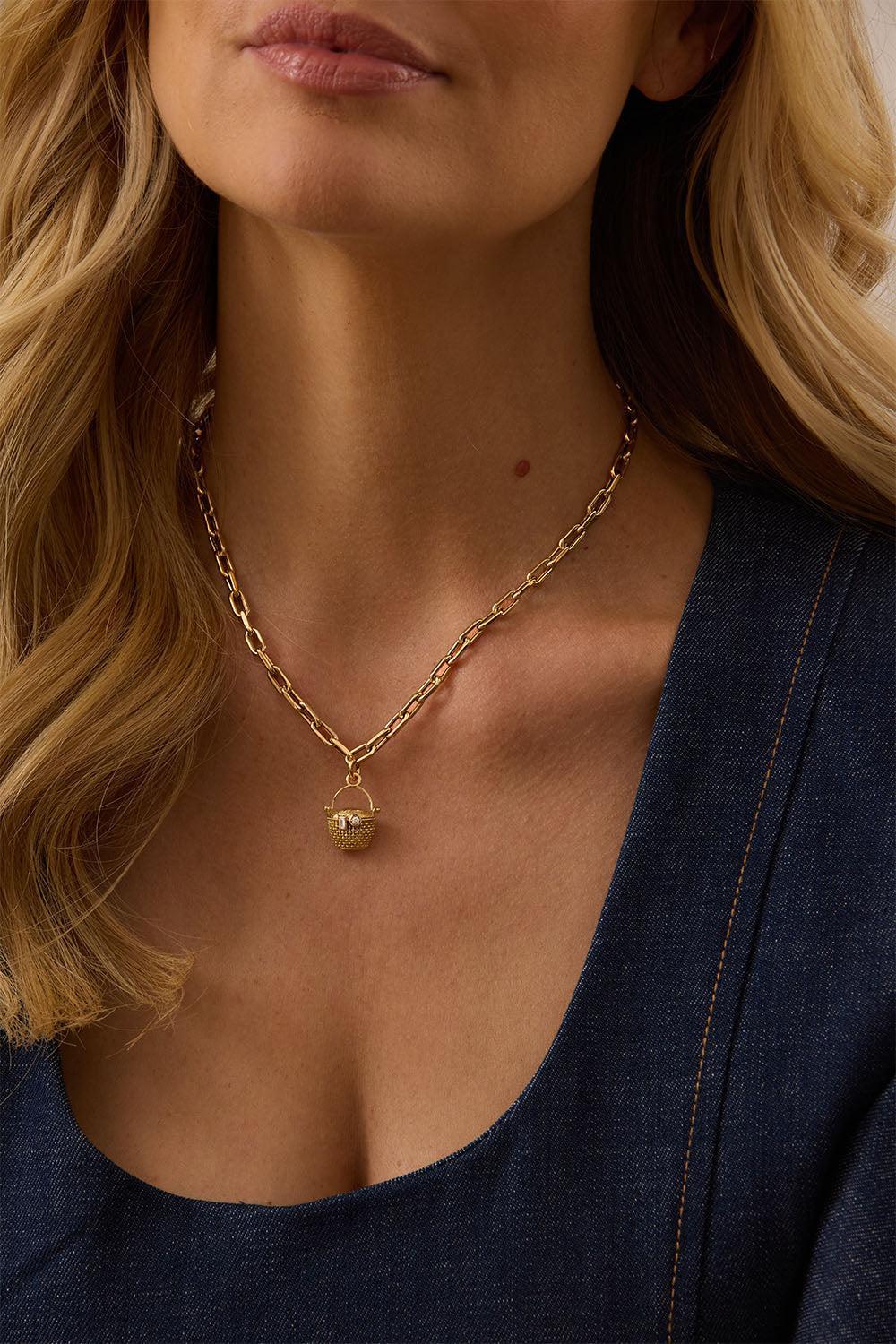 Diamond Nantucket Basket Charm-YELLOW GOLD-JEWELRYFINE JEWELPENDANT-SARA WEINSTOCK
