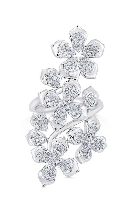 SARA WEINSTOCK-Lierre Flower Ring-WHITE GOLD