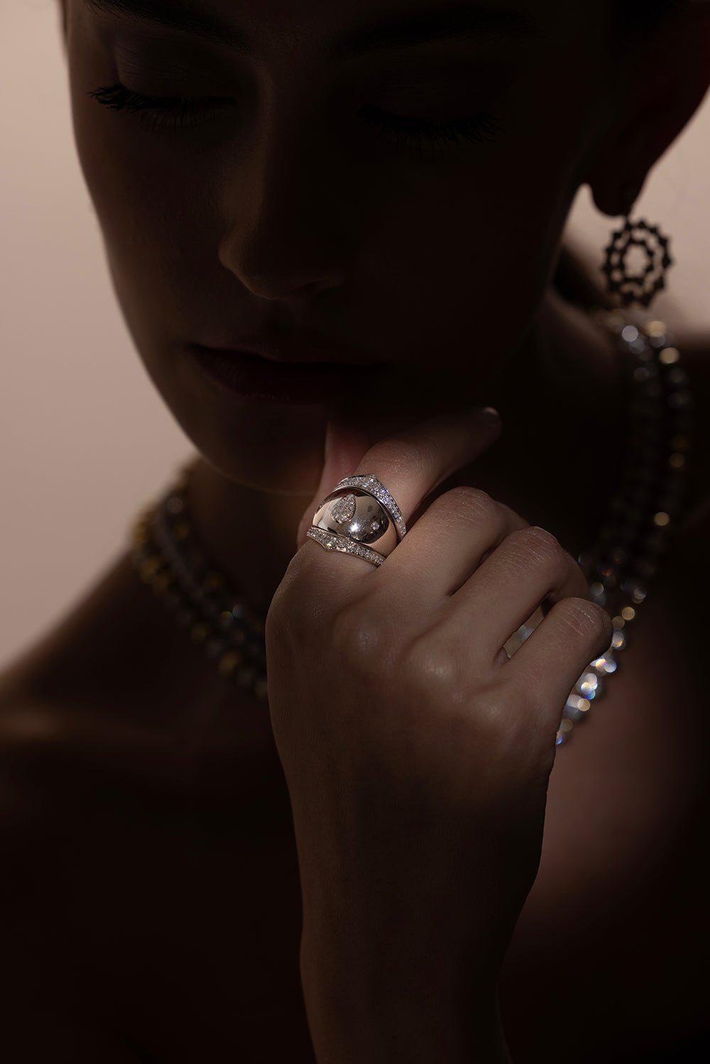 SARA WEINSTOCK-Lucia Cascade Stacking Ring-WHITE GOLD
